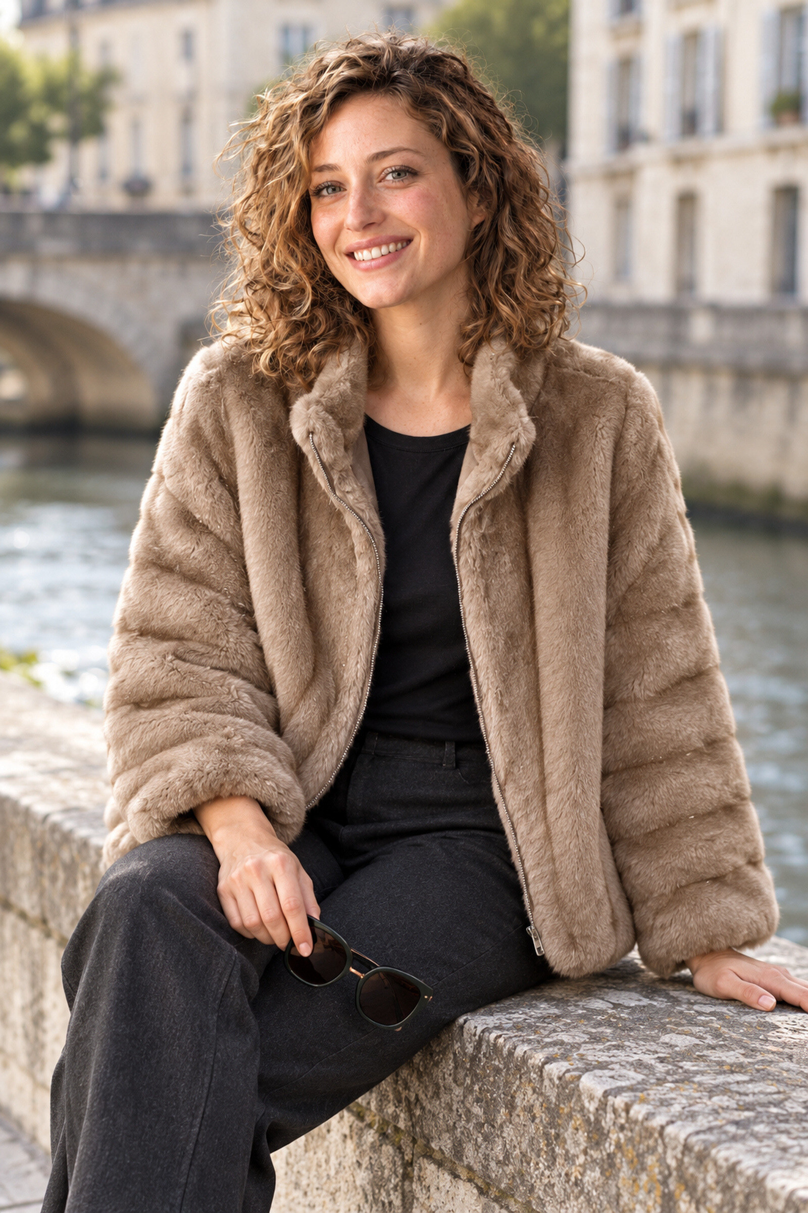 Mayorista ASTRA Accessoires - Chaqueta de piel sintética con cremallera