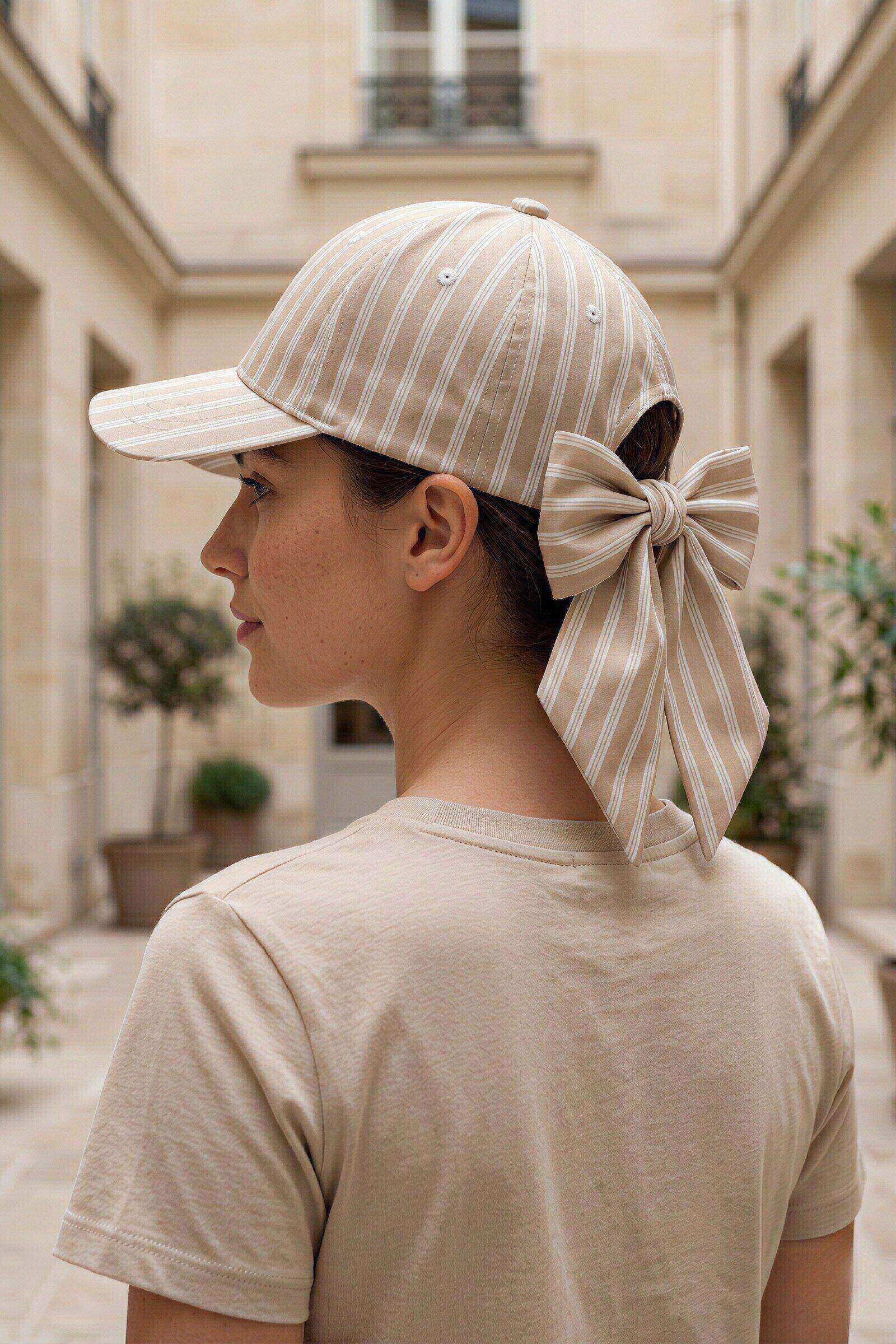 Mayorista ASTRA Maroquinerie - Gorra a rayas con lazo