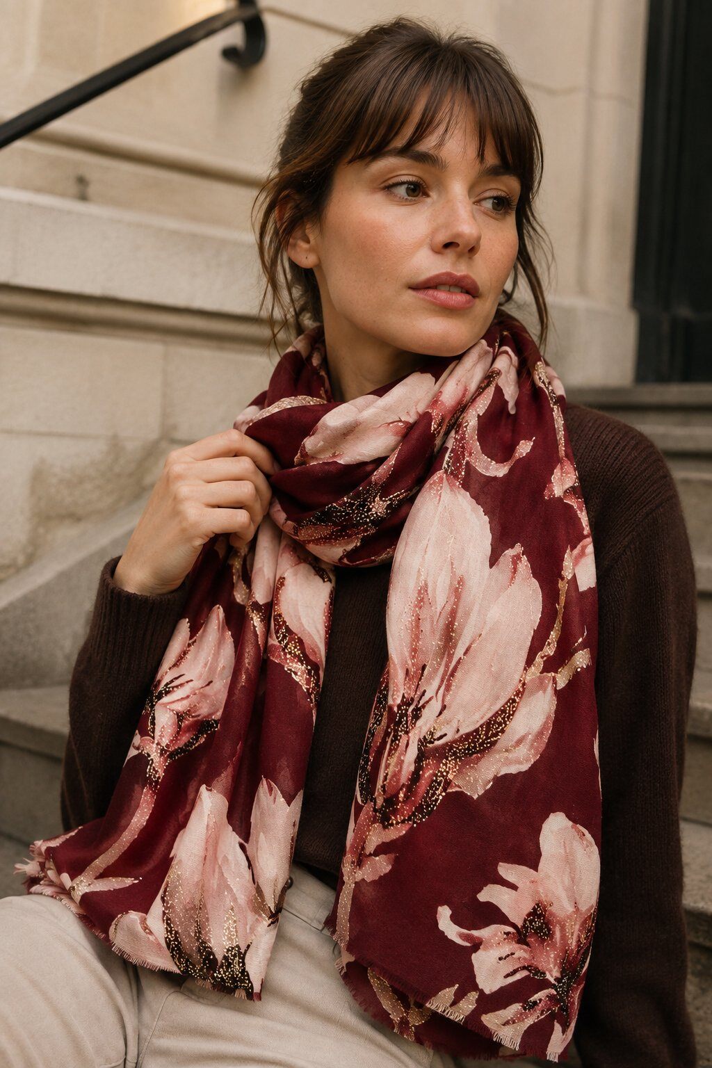 Mayorista ASTRA Maroquinerie - Pañuelo estampado floral 90x180cm