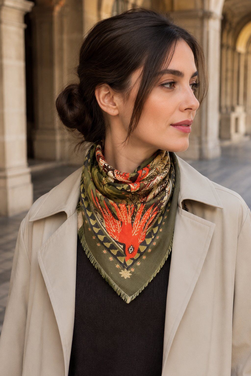Mayorista ASTRA Maroquinerie - Bufanda con estampado de tigre y flores