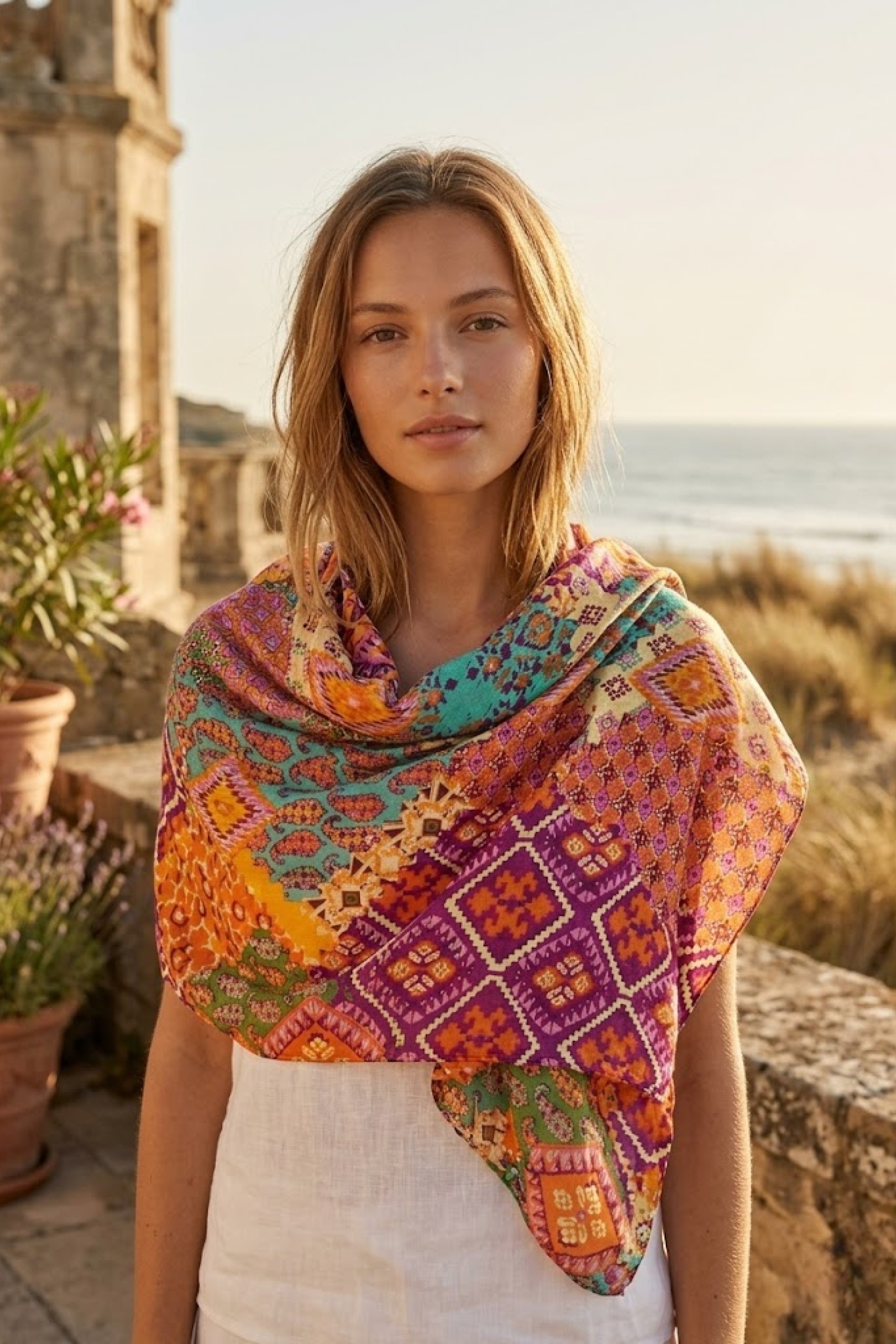 Wholesaler ASTRA Maroquinerie - 100% Cotton Floral Pattern Scarf