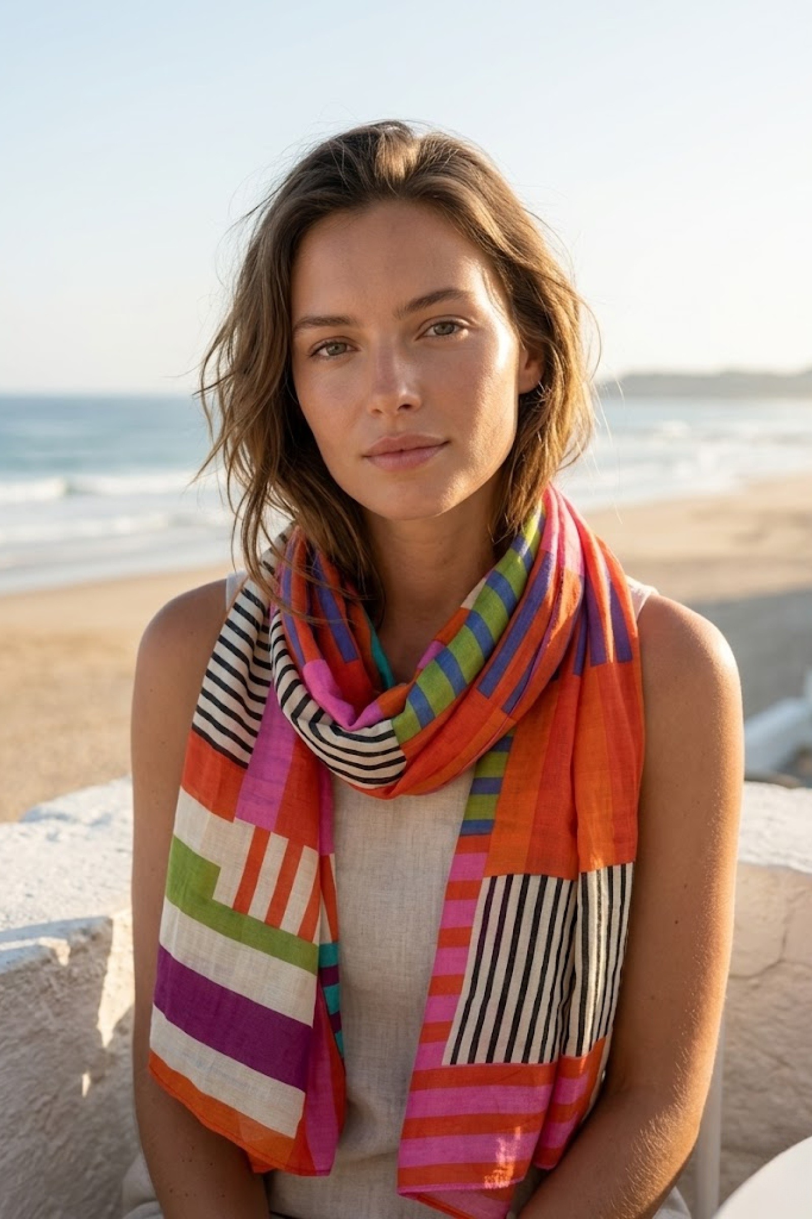Wholesaler ASTRA Maroquinerie - Graphic 100% Cotton Scarf