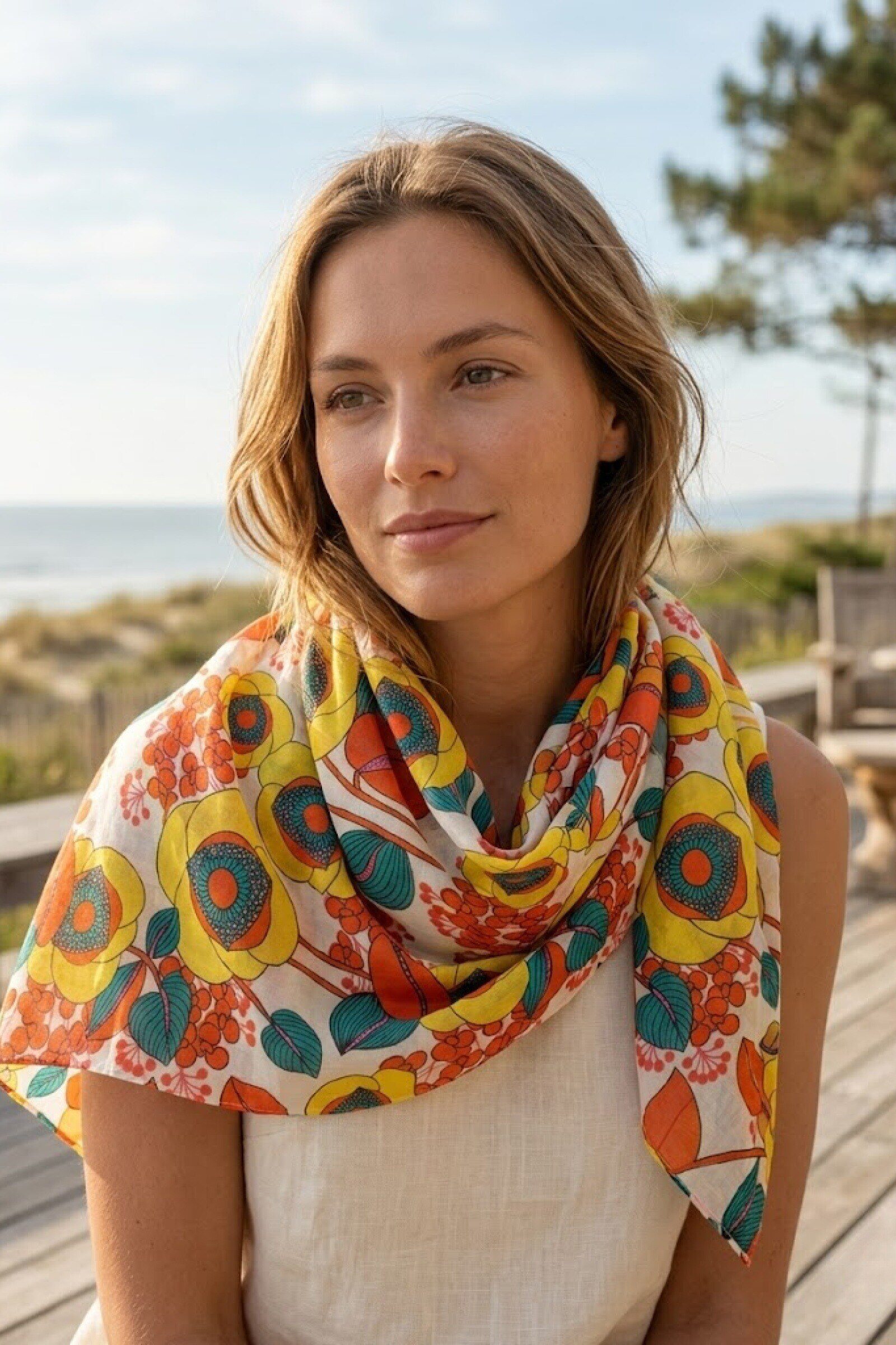 Grossiste ASTRA Maroquinerie - Écharpe motif floral 100% coton