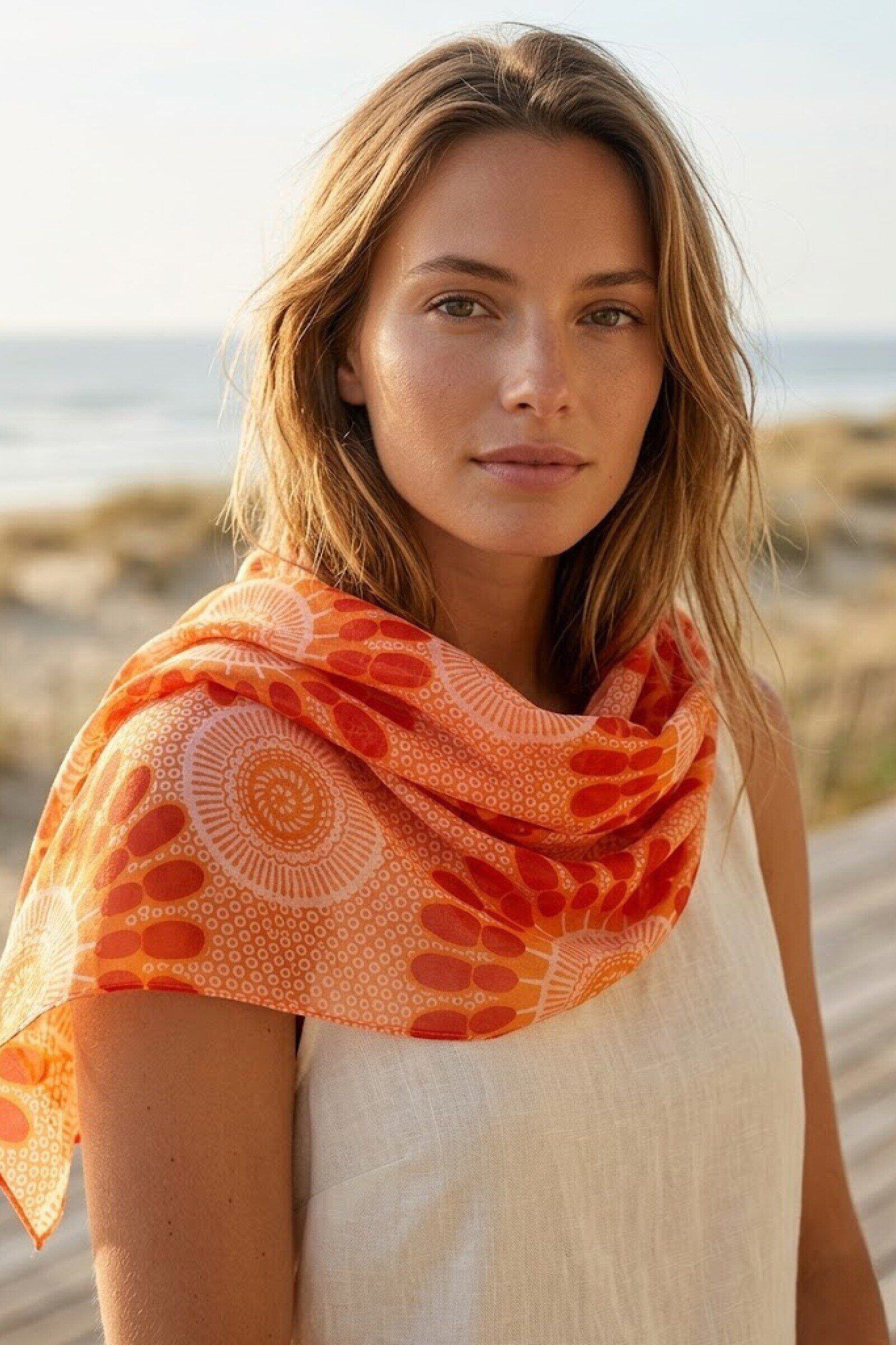 Wholesaler ASTRA Maroquinerie - Printed cotton scarf 180x100cm