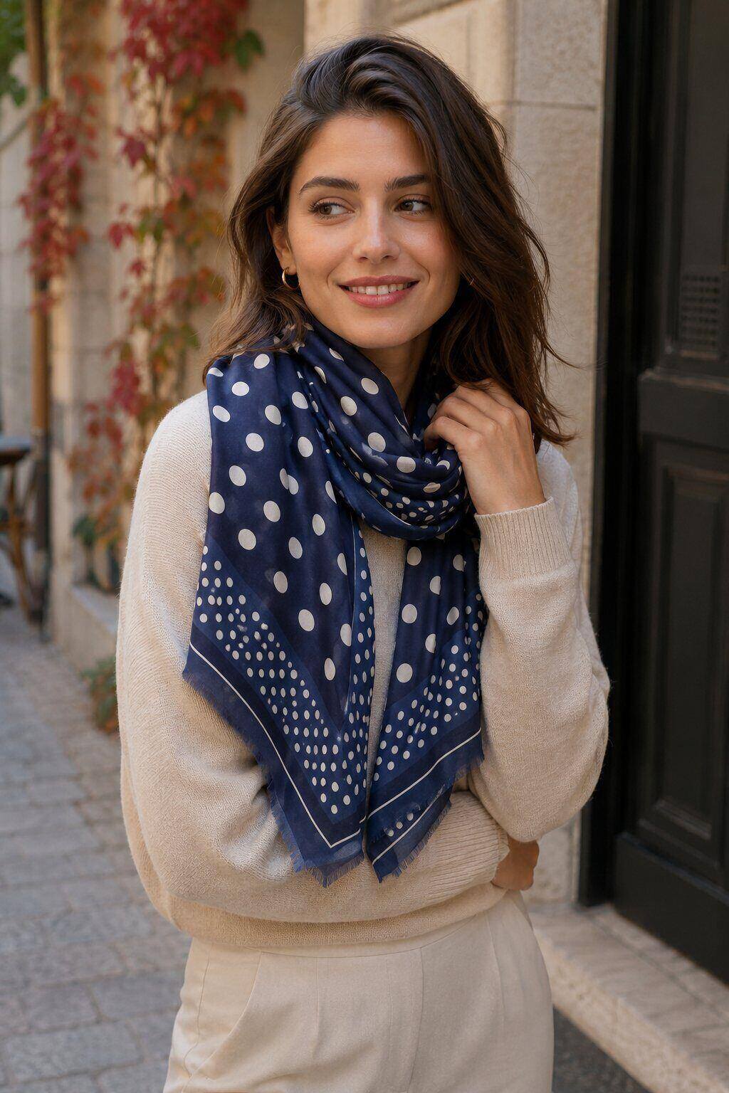 Grossiste ASTRA Maroquinerie - Écharpe fines pois 100% viscose