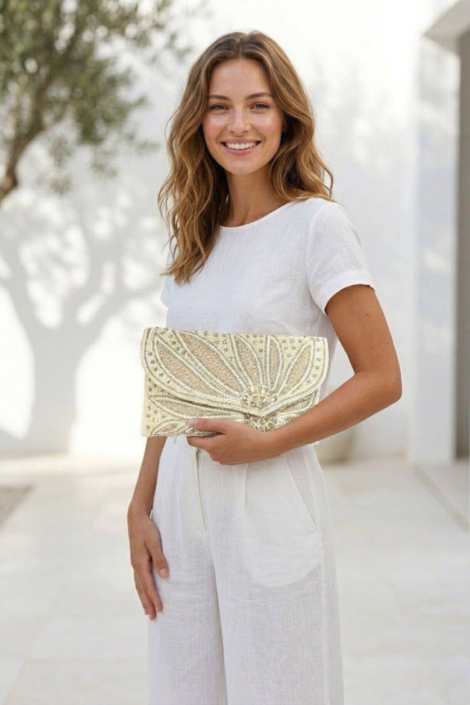 Wholesaler ASTRA Maroquinerie - Embellished festival clutch 14x23cm