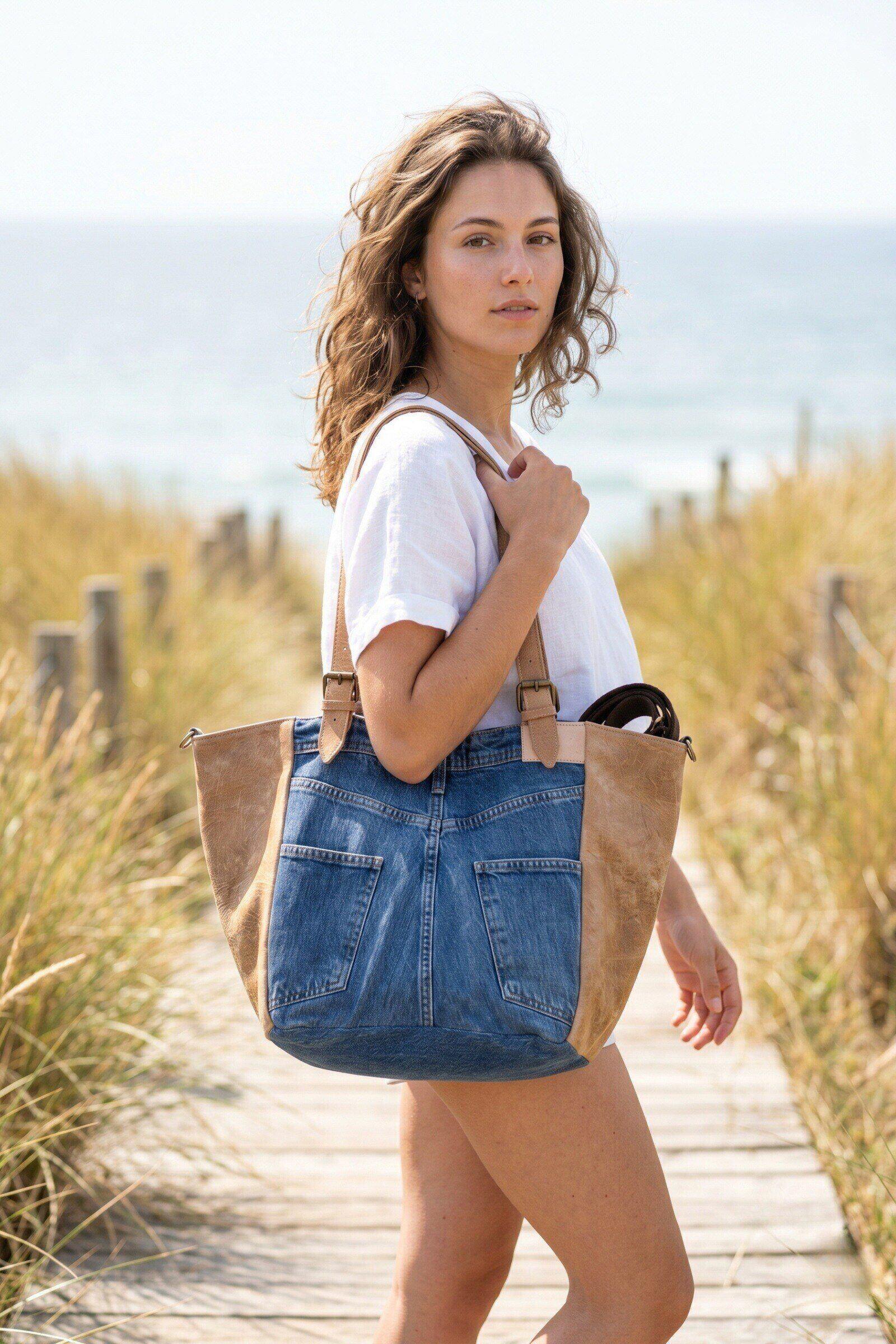 Grossiste ASTRA Maroquinerie - Sac fourre-tout daim et denim