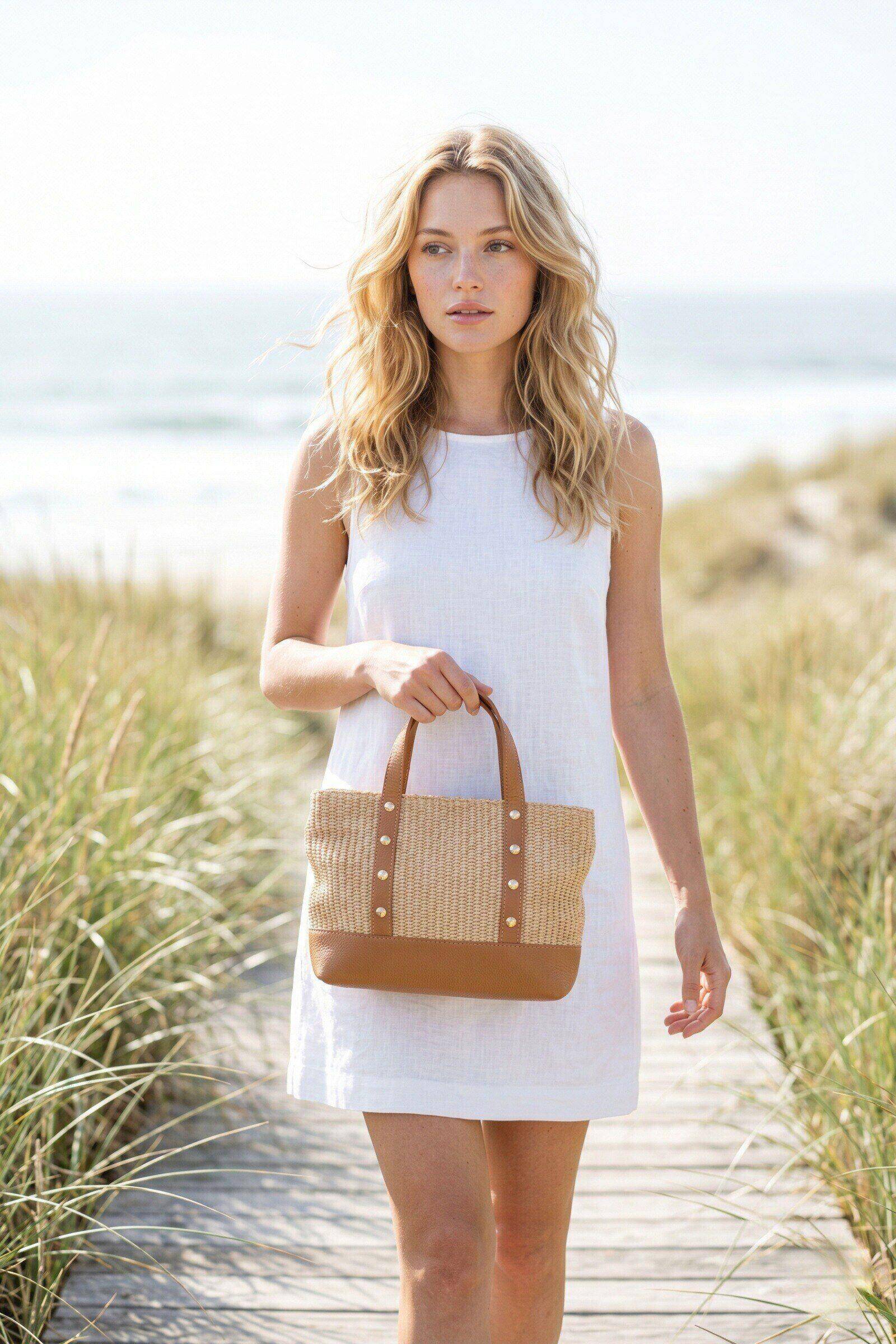 Grossiste ASTRA Maroquinerie - Sac cabas Raphia et Cuir
