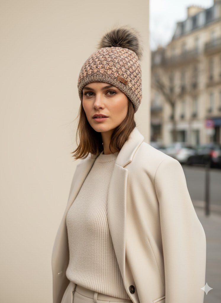 Grossiste ASTRA Maroquinerie - Bonnet tricoté avec pompon