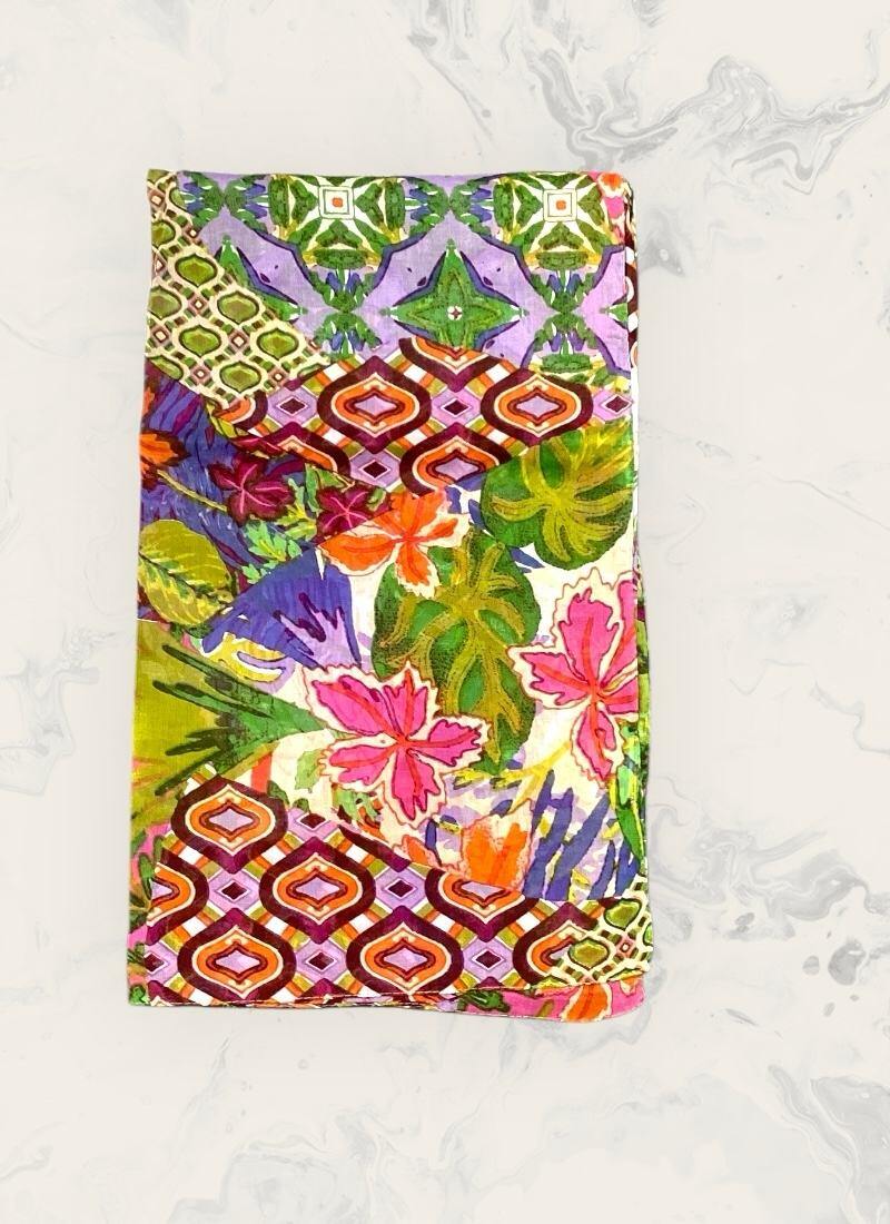 Wholesaler ASTRA Maroquinerie - Exotic floral print scarf 100% cotton