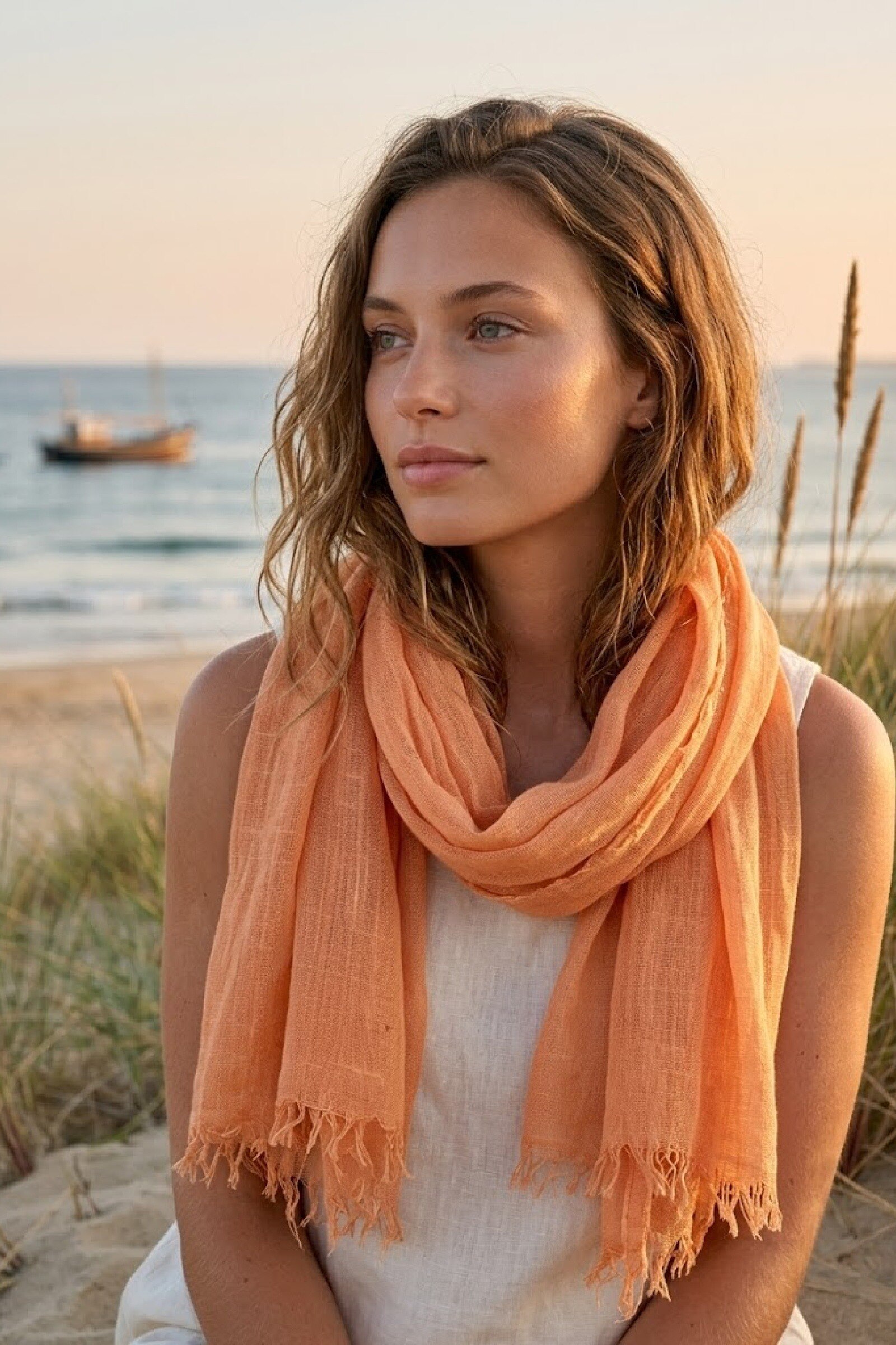Wholesaler ASTRA Maroquinerie - Solid 100% Cotton Scarf - 180x100cm