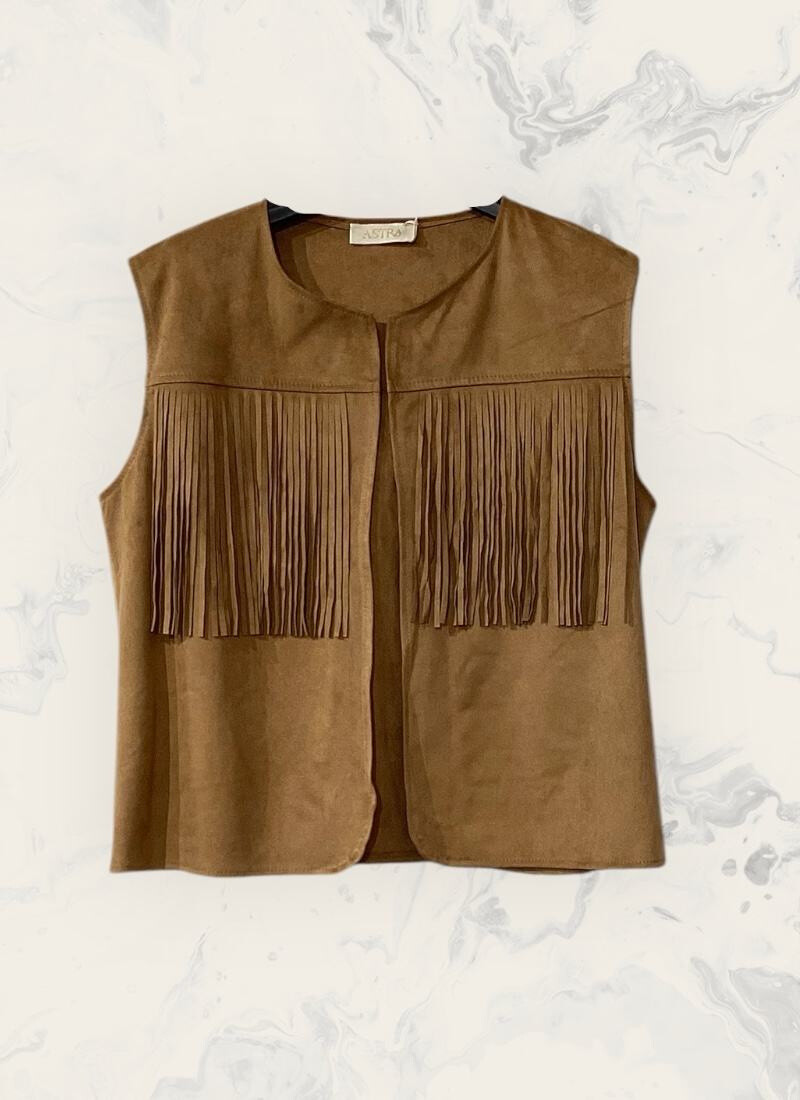Grossista Astra - Donna gilet con eleganti frange