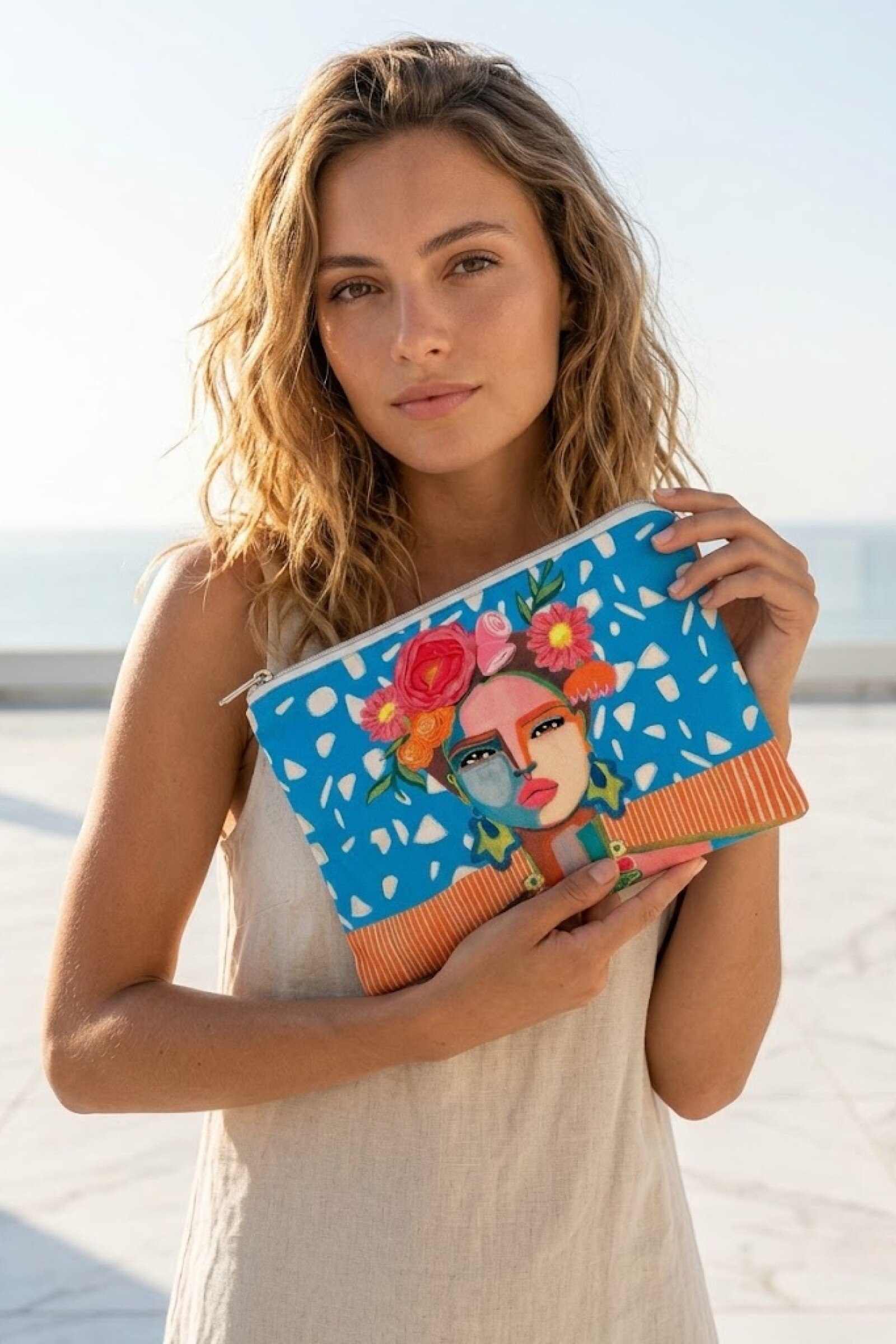 Wholesaler ASTRA Maroquinerie - Artistic print cotton pouch