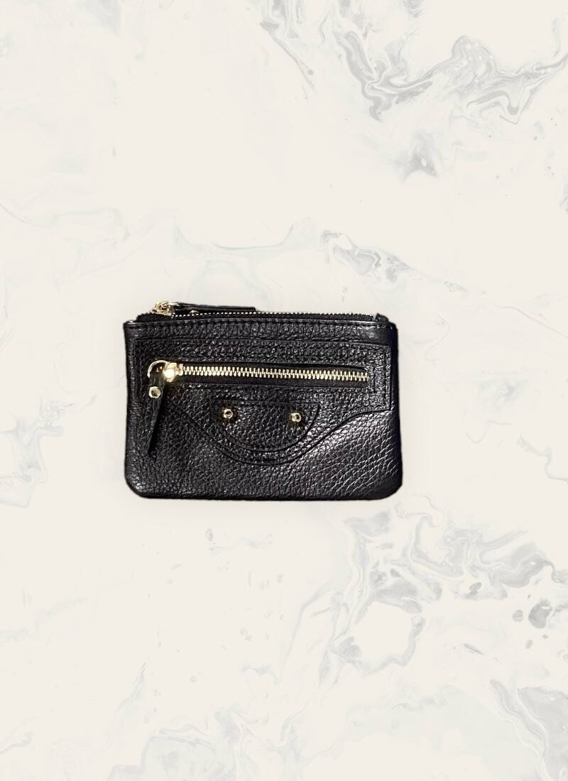 Wholesaler Astra - Compact leather wallet with zip and golden details