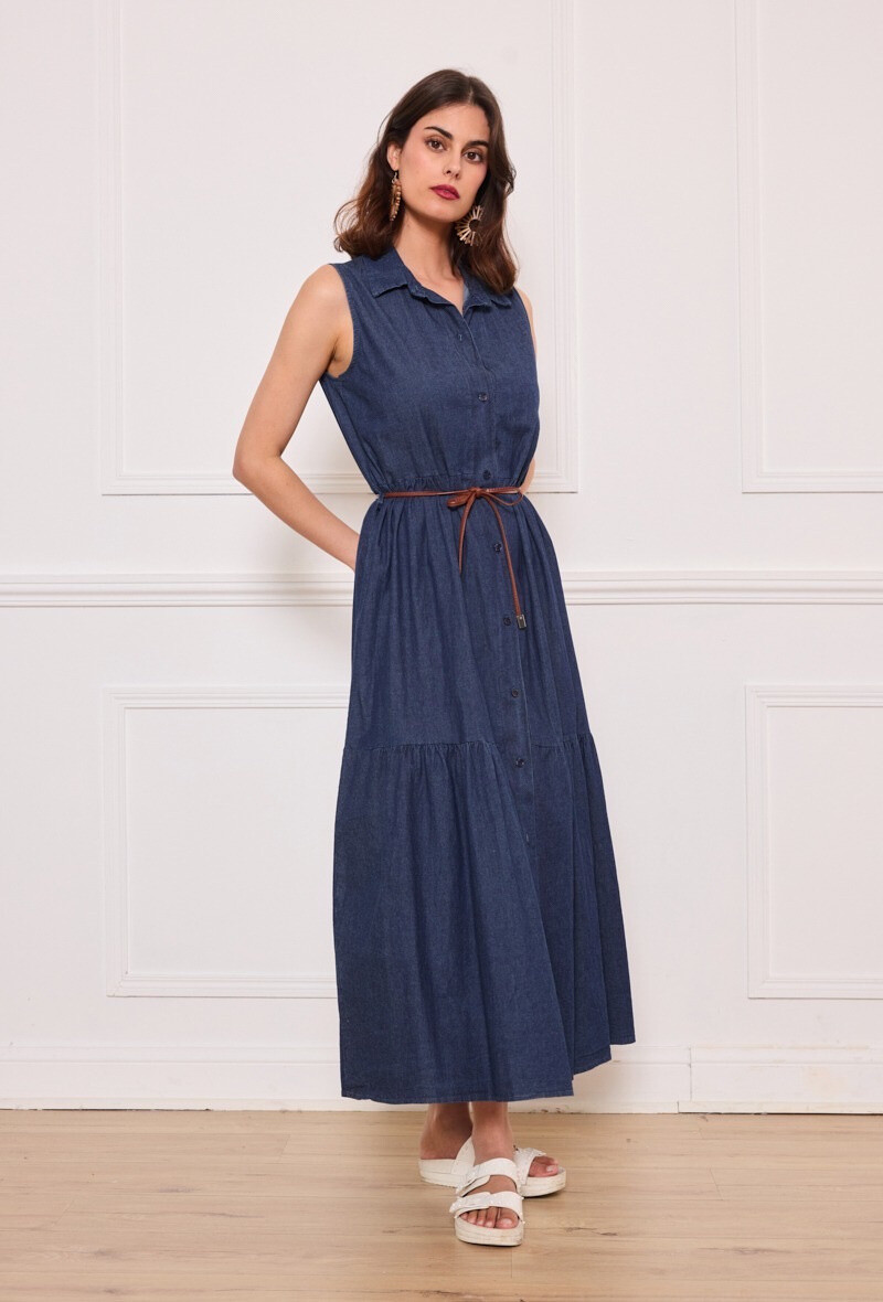 Großhändler Astra - Maxi -Chic -Kleid mit Blusenkragen