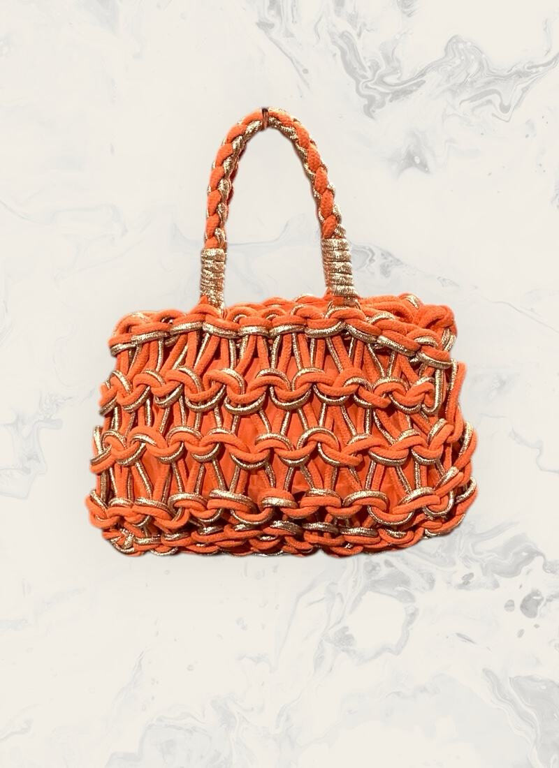 Wholesaler Astra - Bohemian style macramé handbag with rigid handles and fixed shoulder strap