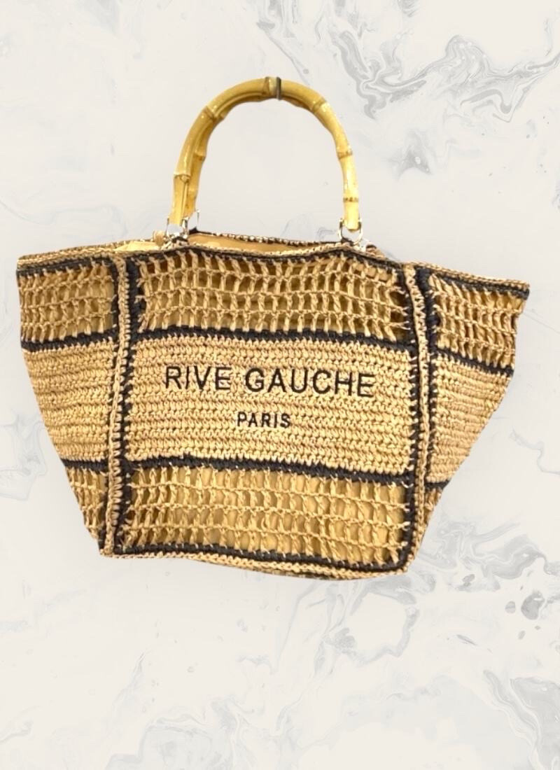 Grossiste Astra - Sac en osier stylé avec poignées en bambou