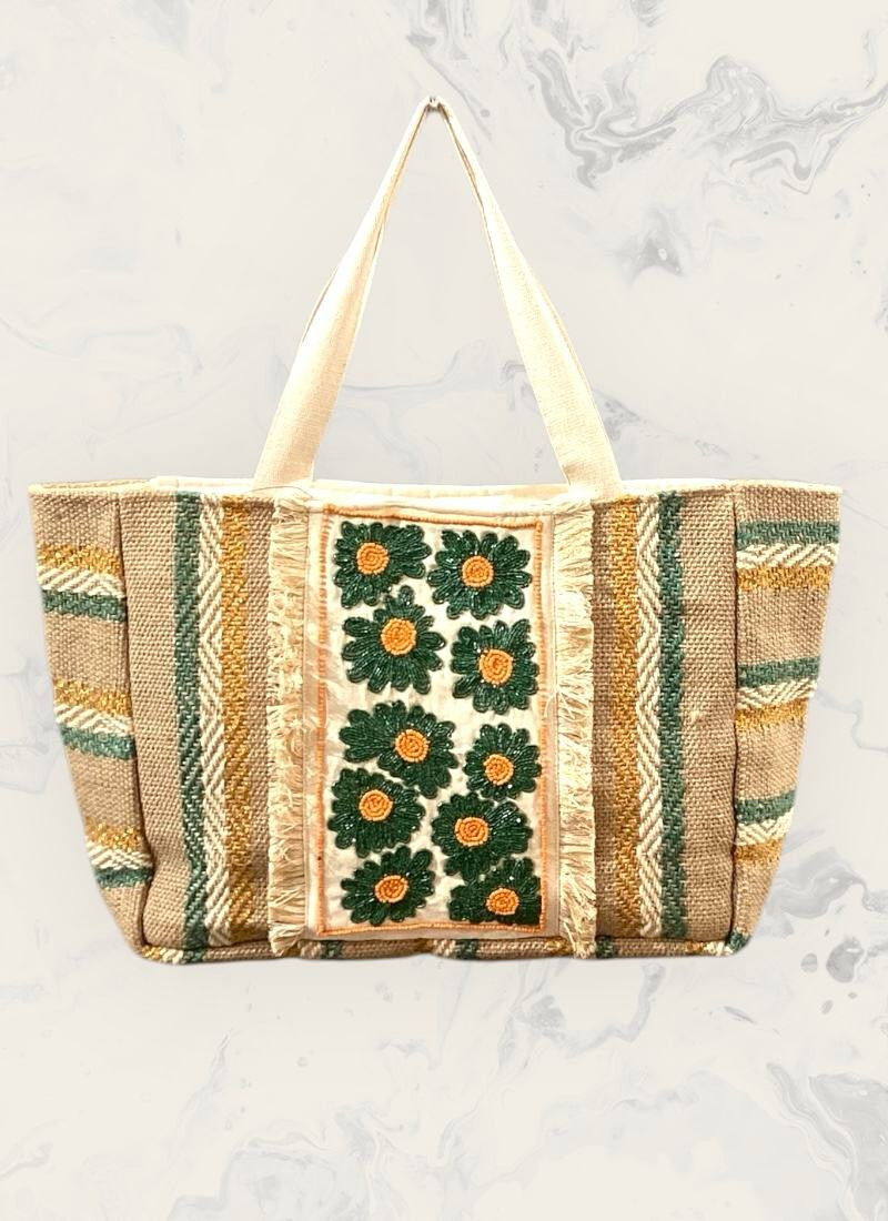 Grossista Astra - Borsa in tela ricamata chic