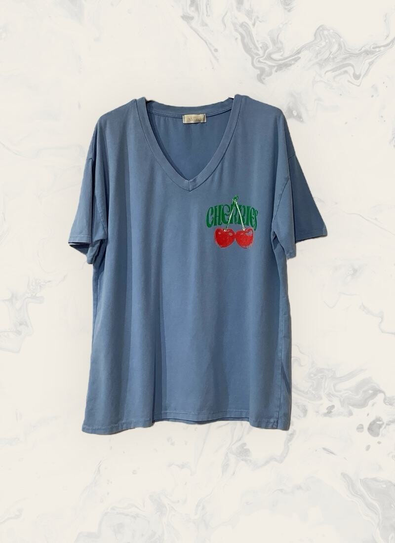Großhändler Astra - Cherise bedrucktes Baumwoll-T-Shirt gedruckt