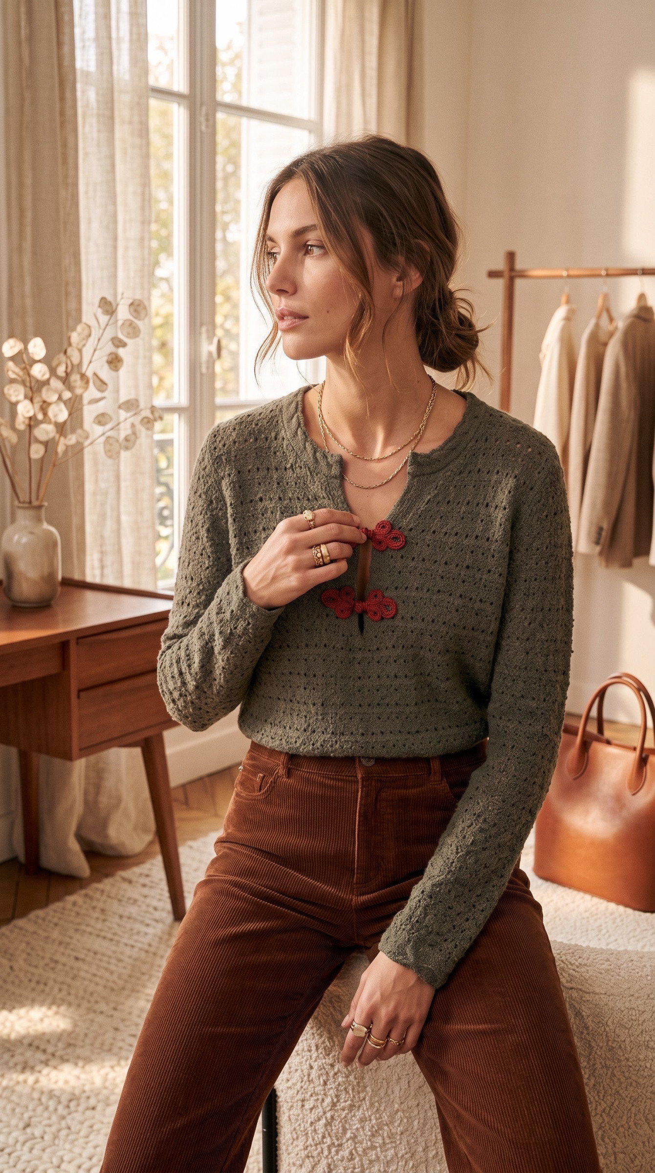 Grossiste Atelier-evene - Pull Maille Bouton Fantaisie