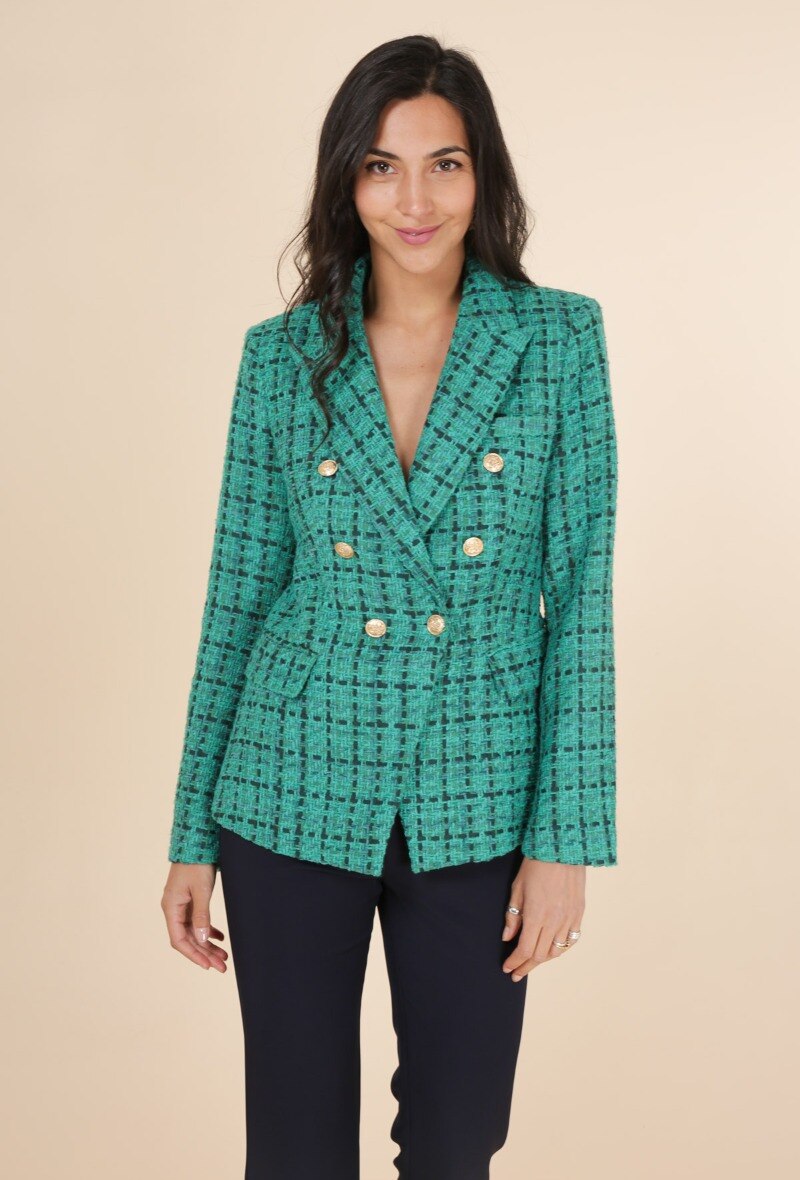 Großhändler Attentif - Taillierte Tweed-Blazerjacke