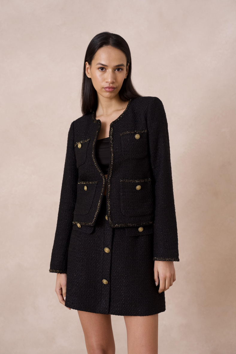 Wholesaler Attentif - Round neck tweed jacket