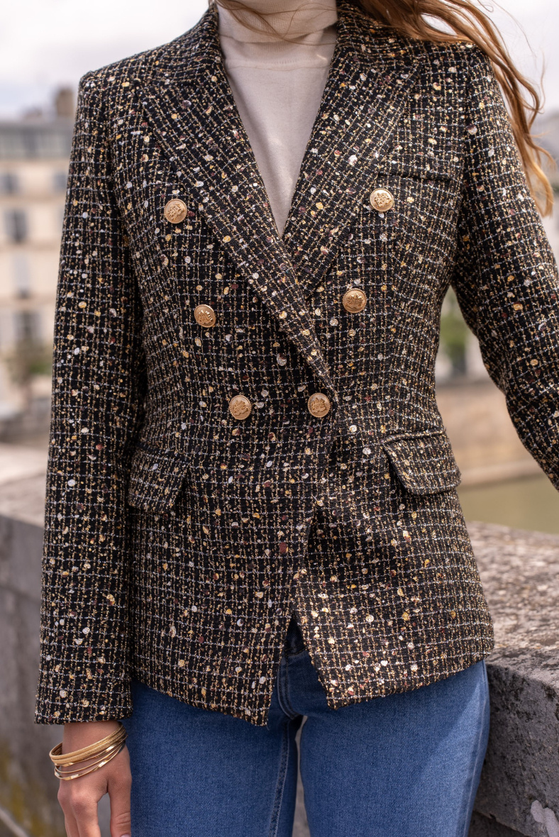 ジャケット・アウター sheller gold button check tweed jacket gold button check tweed jacket – shéller / シェリエ