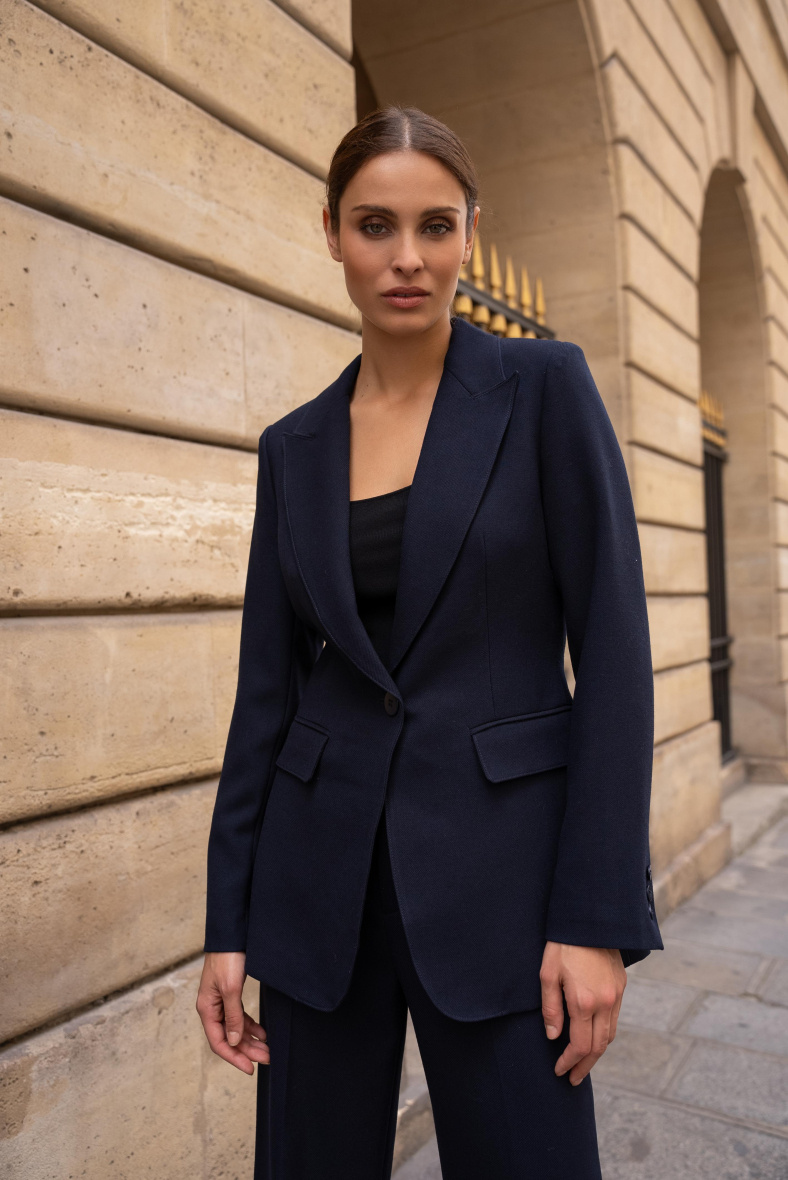 Grossiste Attentif - [Thick] Veste blazer cintrée un bouton en matière hivernale