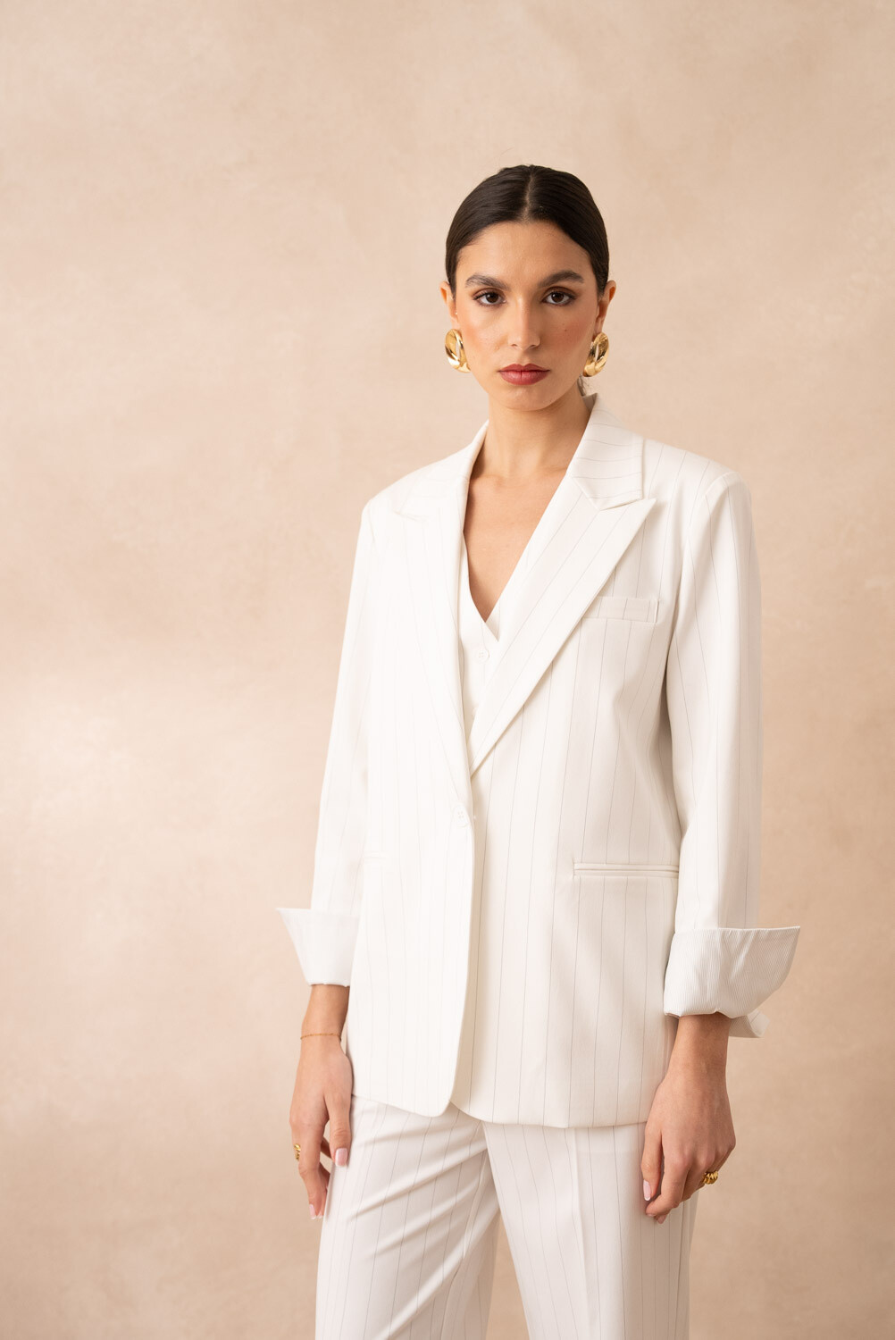 Wholesaler Attentif - [Harmonia] Oversize striped jacket with double back