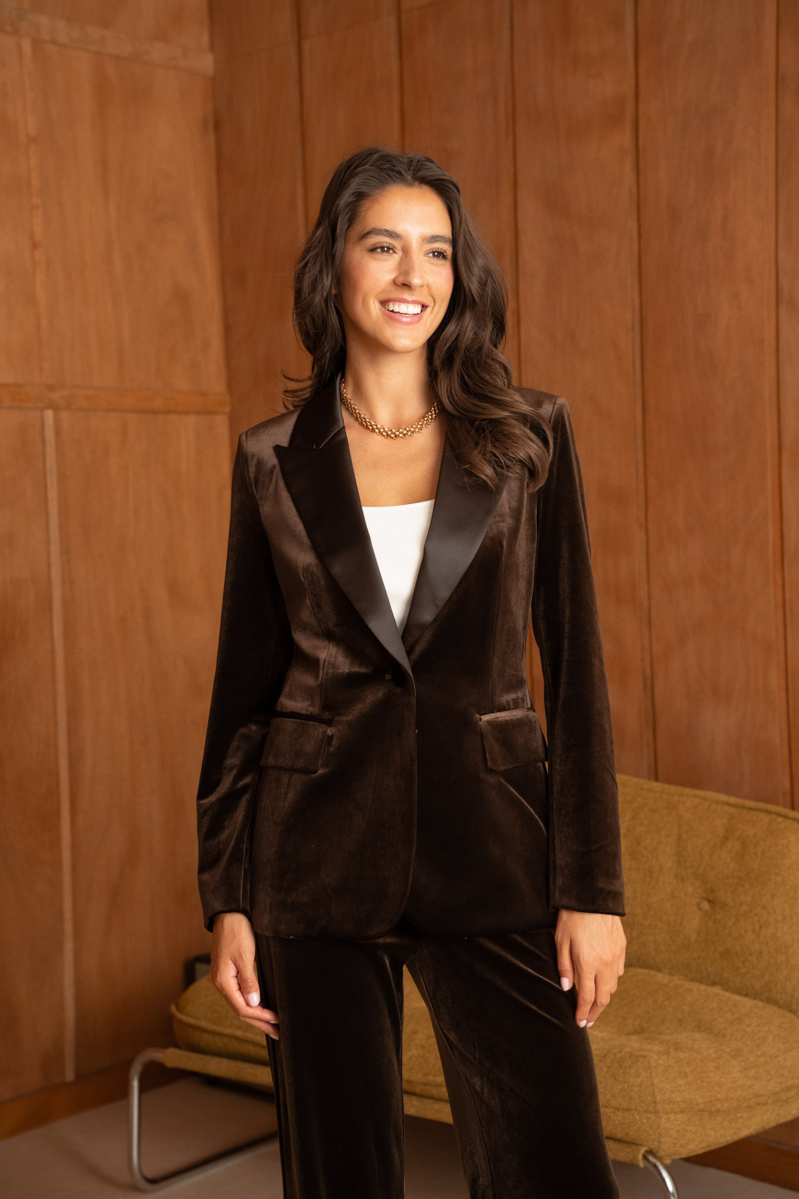 Grossista Attentif - [Velvet] Blazer smoking in velluto aderente con collo in raso