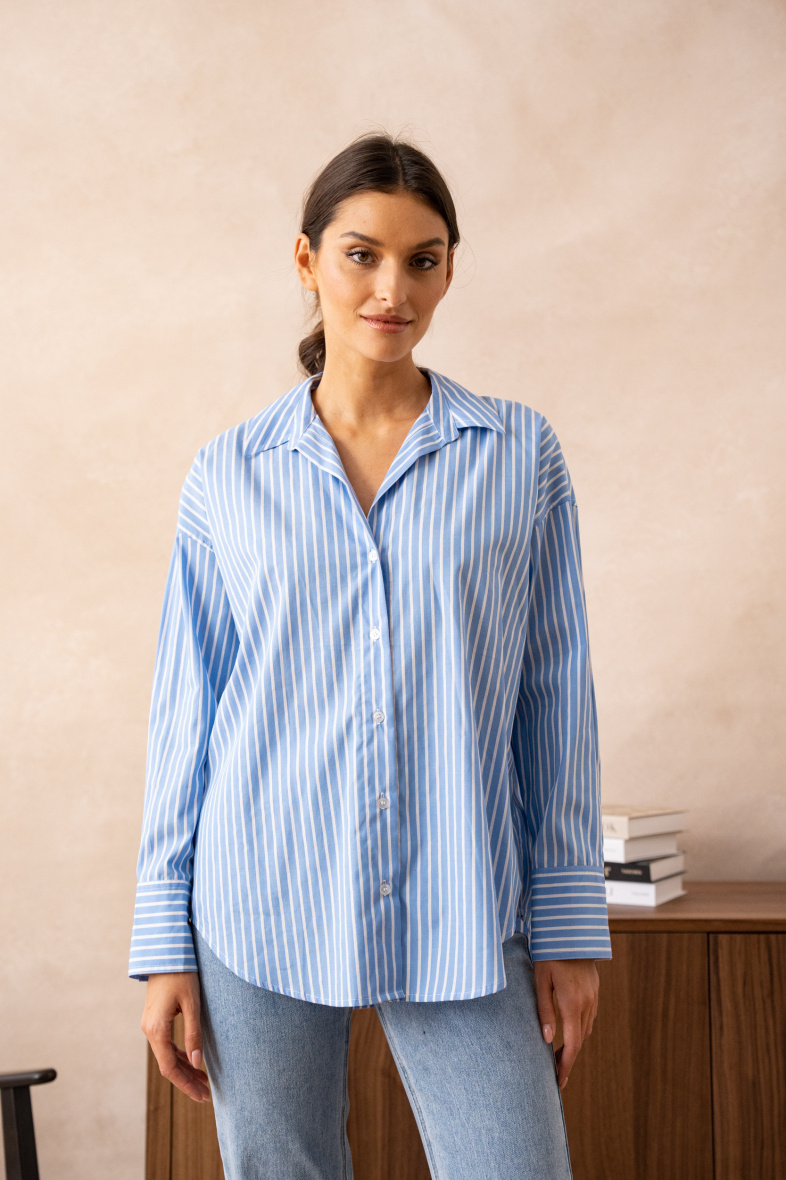 Grossiste Attentif - Chemise en coton oversize col classique