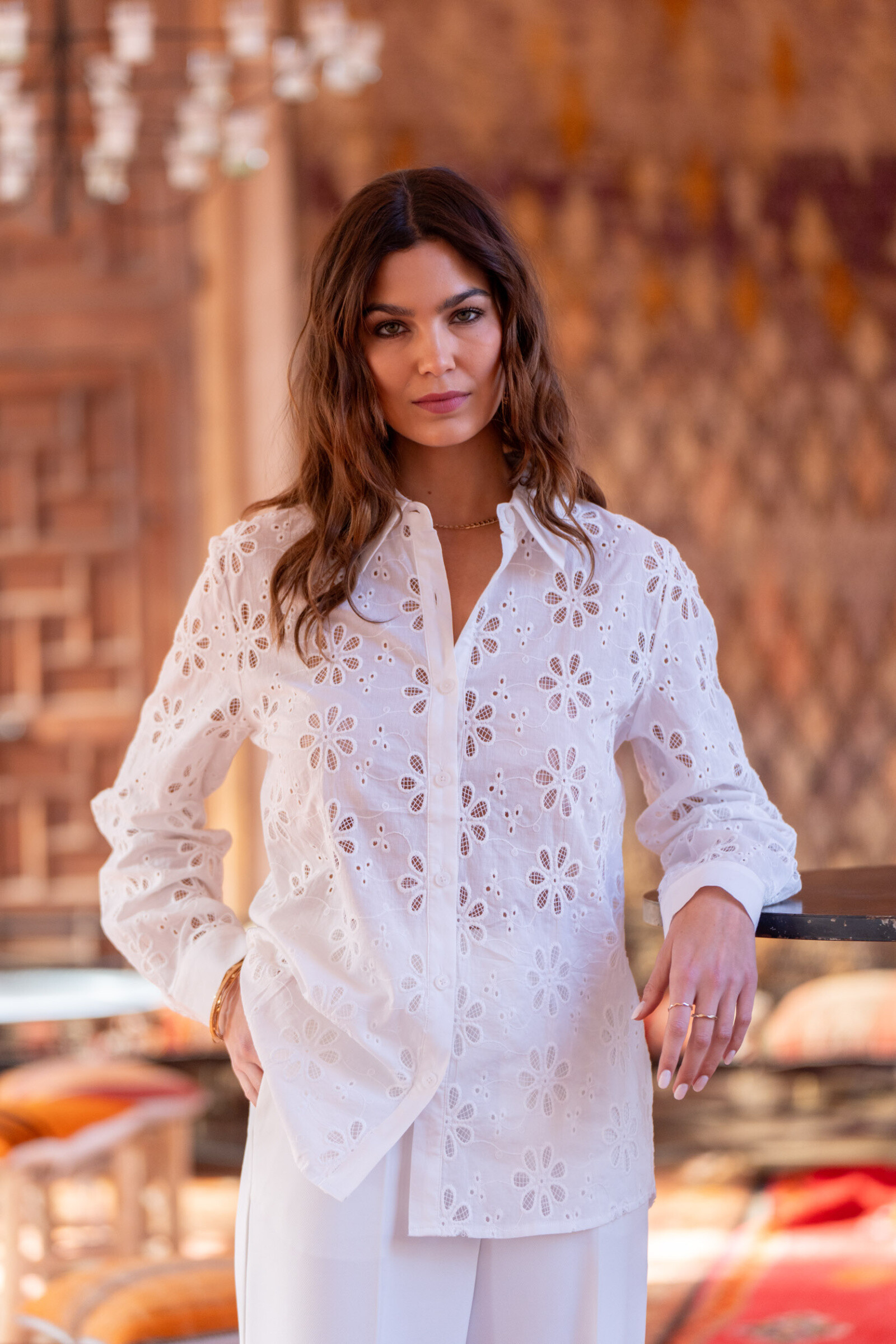 Wholesaler Attentif - Cotton -plated embroidered shirt