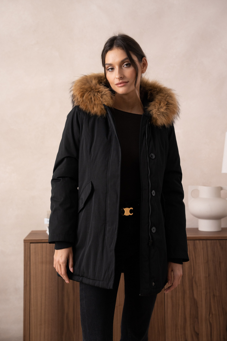 Grossiste Attentif - Parka mi-longue avec véritable fourrure