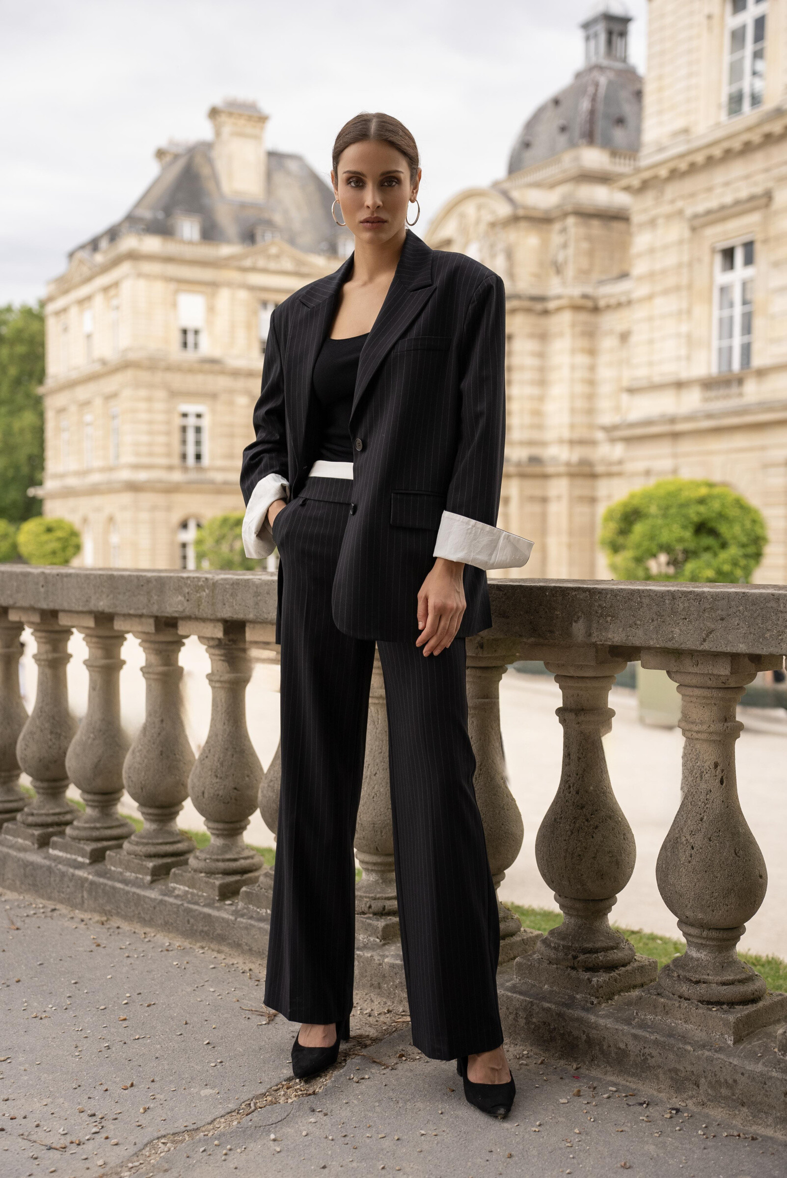 Mayorista Attentif - [Allure] Juego de chaqueta de gran tamaño y pantalones de corte correcto de la extensión