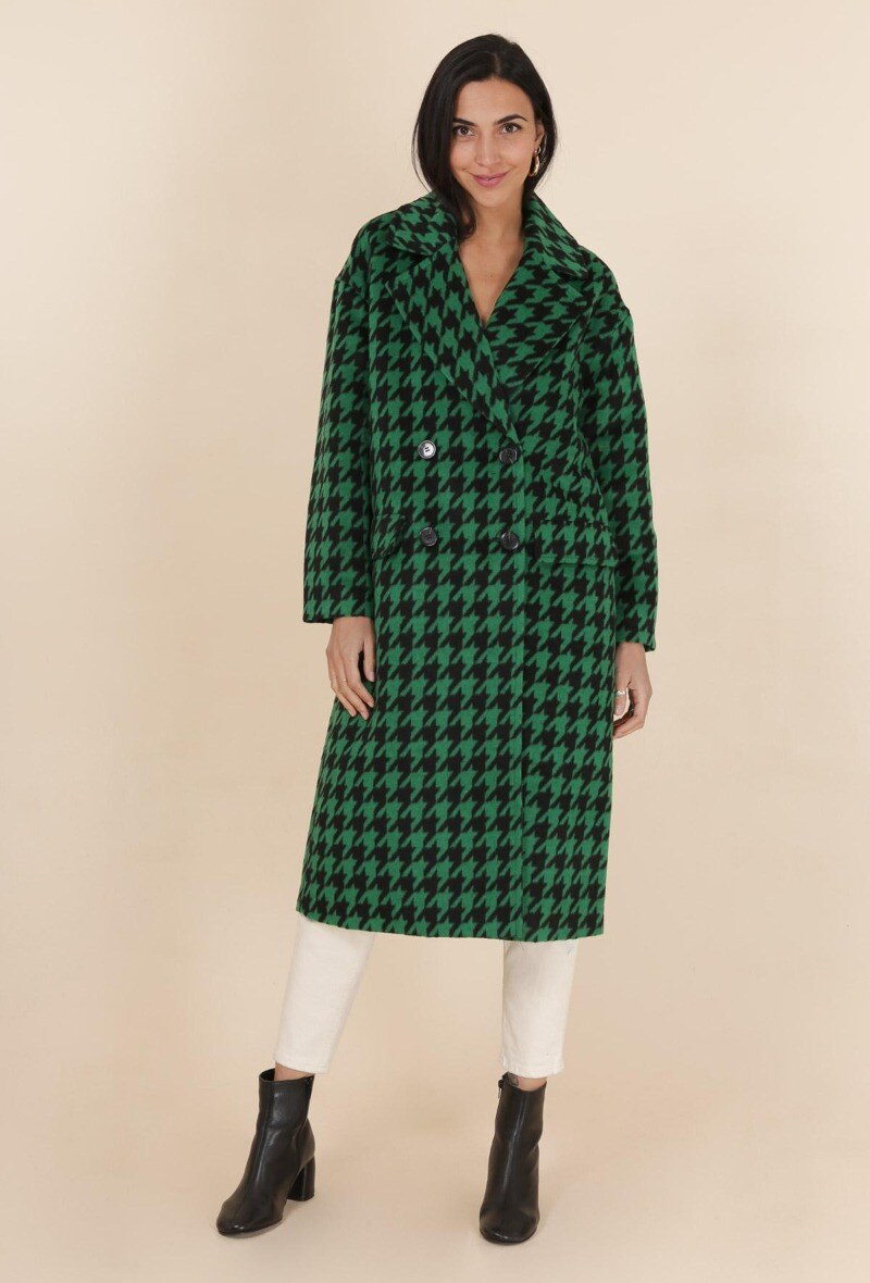 Wholesaler Attentif - Long houndstooth coat