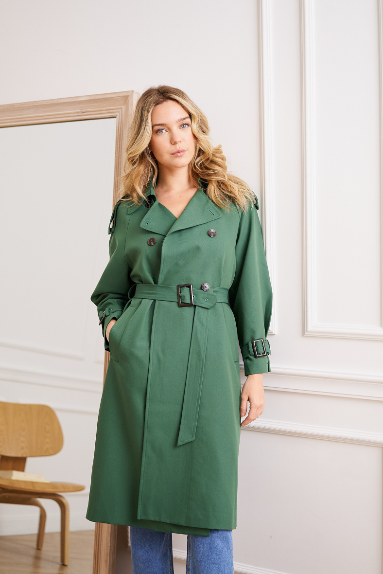 Grossiste Attentif - Trench long uni à ceinture