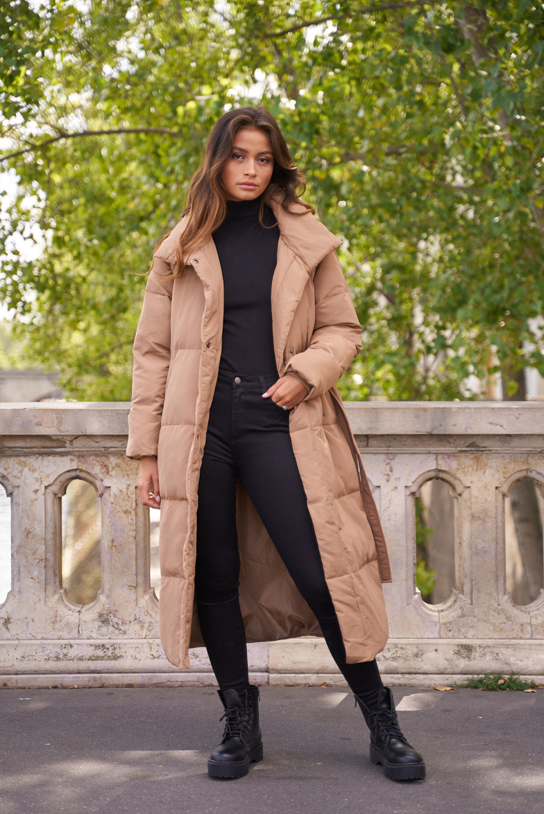 Grossiste Attentif - Parka longue matelassée à ceinture