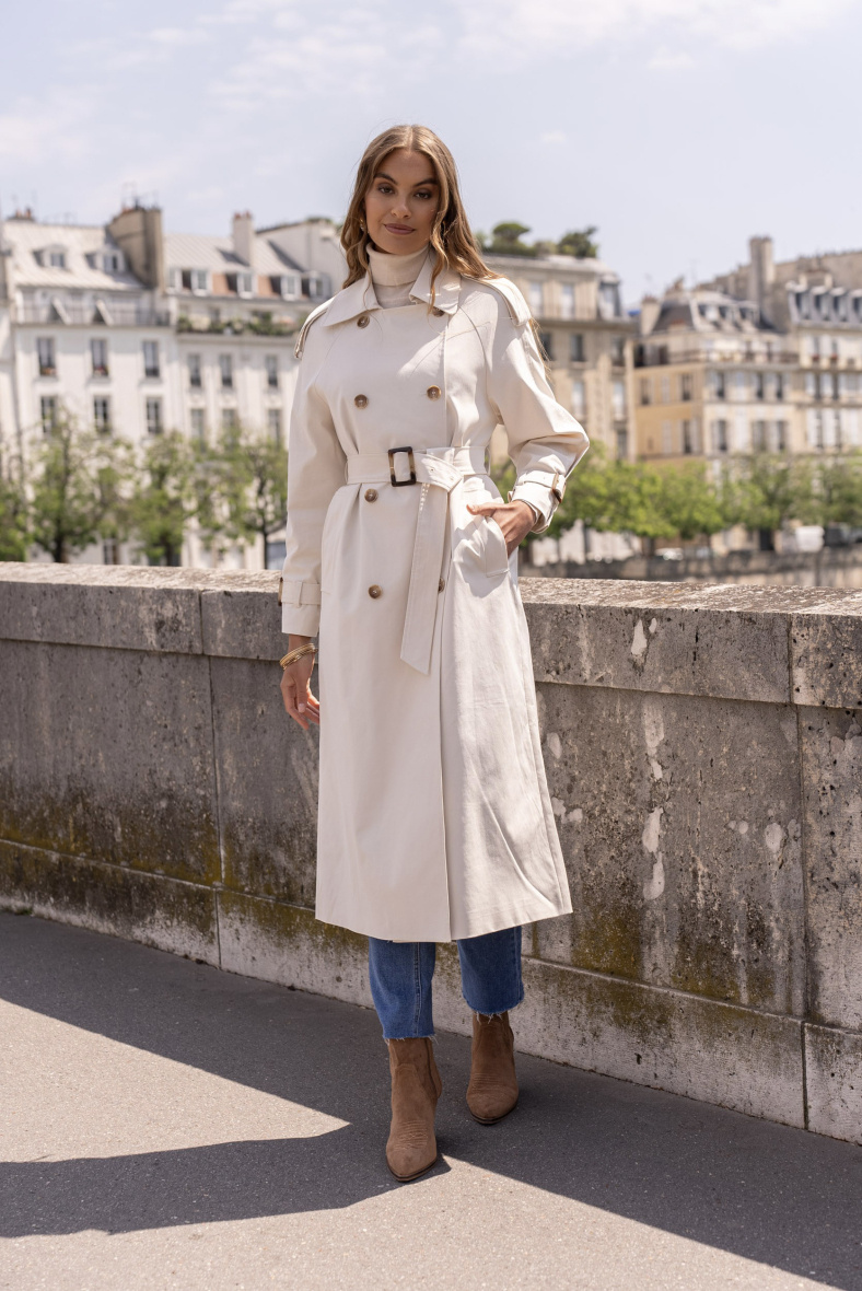 Wholesaler Attentif - Long oversized cotton trench coat