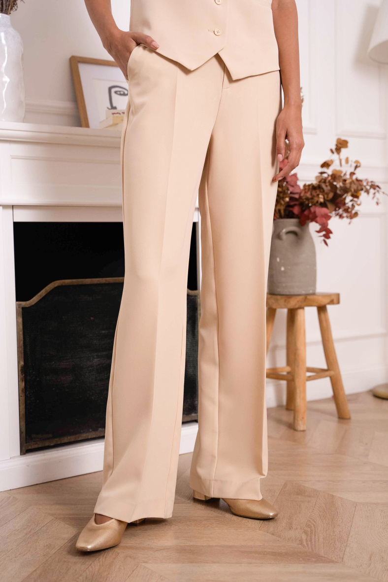 Grossiste Attentif - [Timeless] Pantalon coupe droite taille haute uni