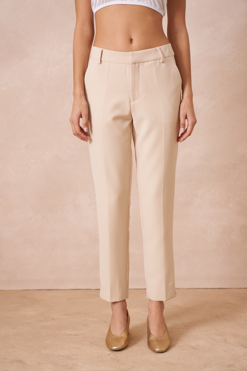 Wholesaler Attentif - Timeless plain high waist straight cut pants in large sizes