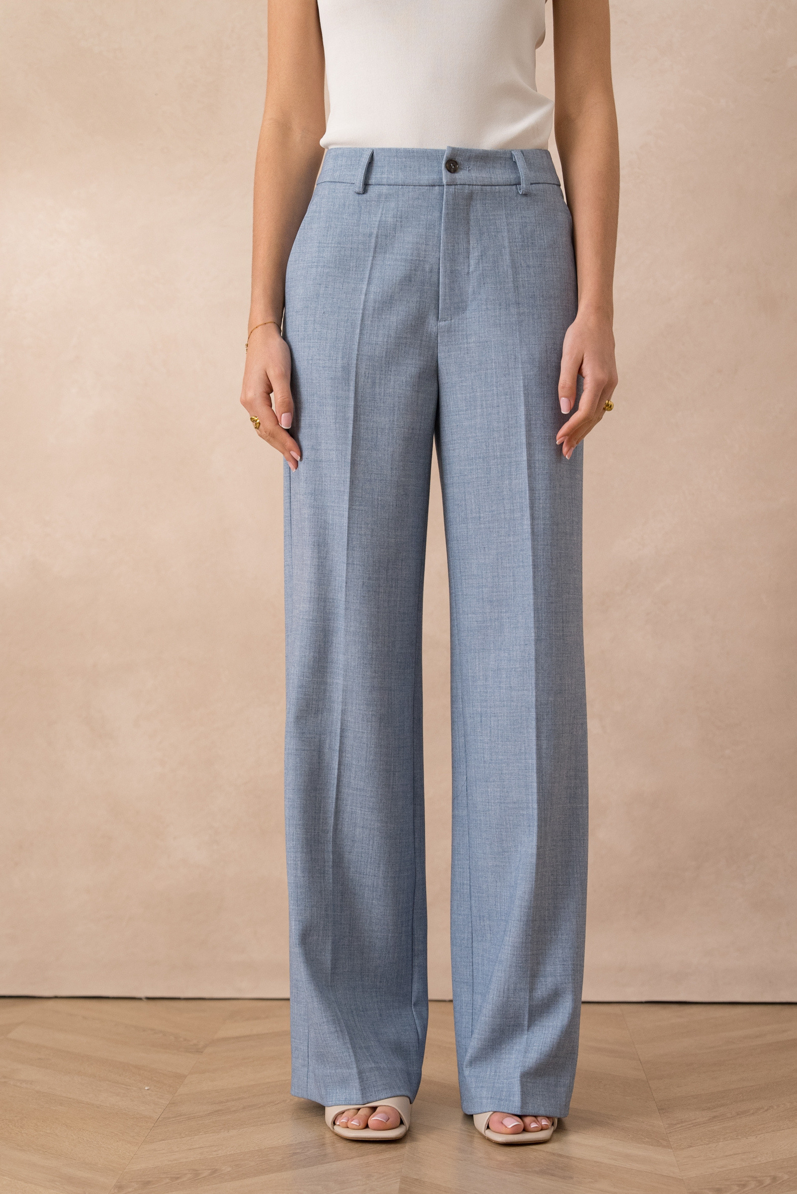 Grossiste Attentif - [Heather] Pantalon Tailleur Coupe Large