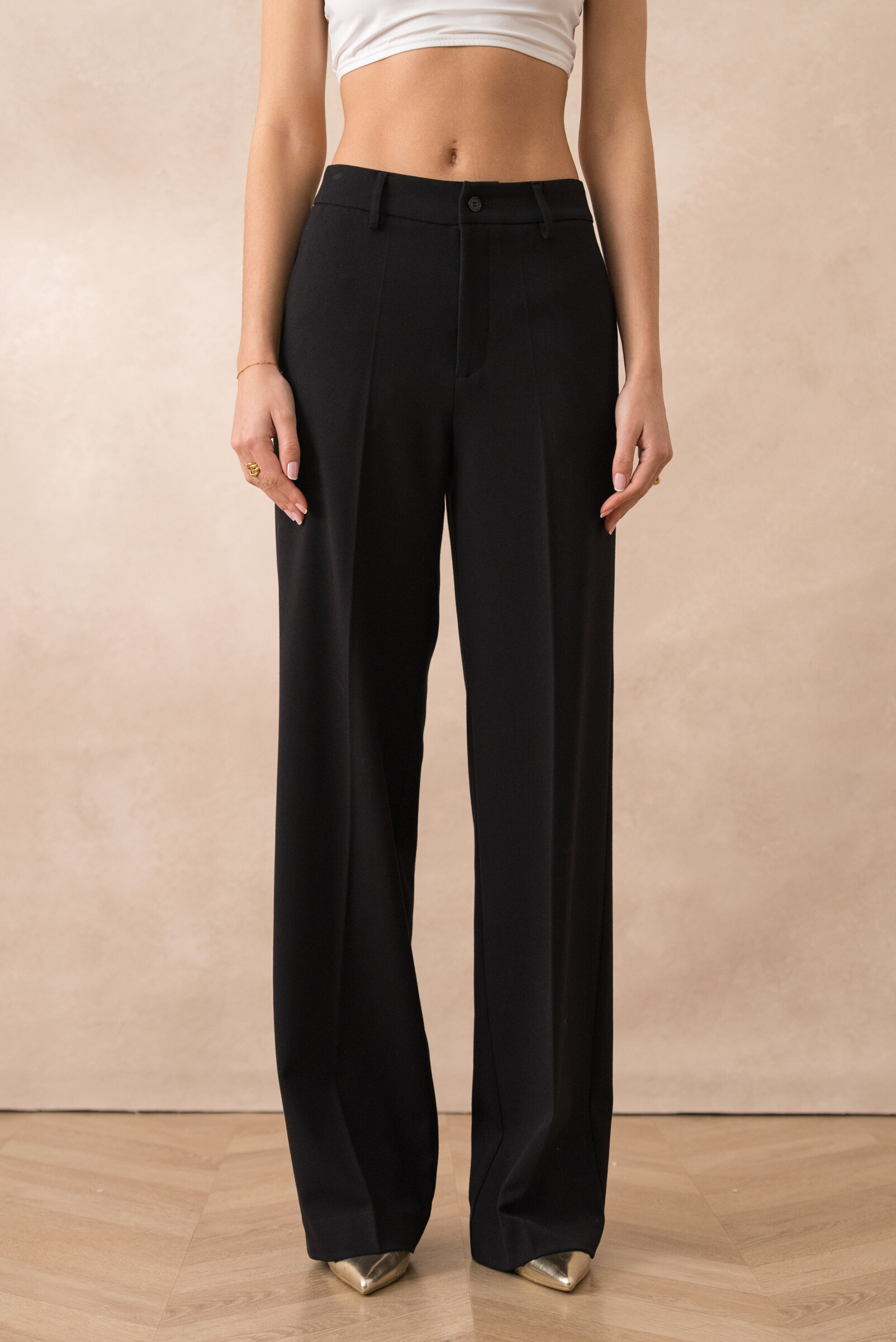 Grossiste Attentif - [Heather] Pantalon Tailleur Coupe Large