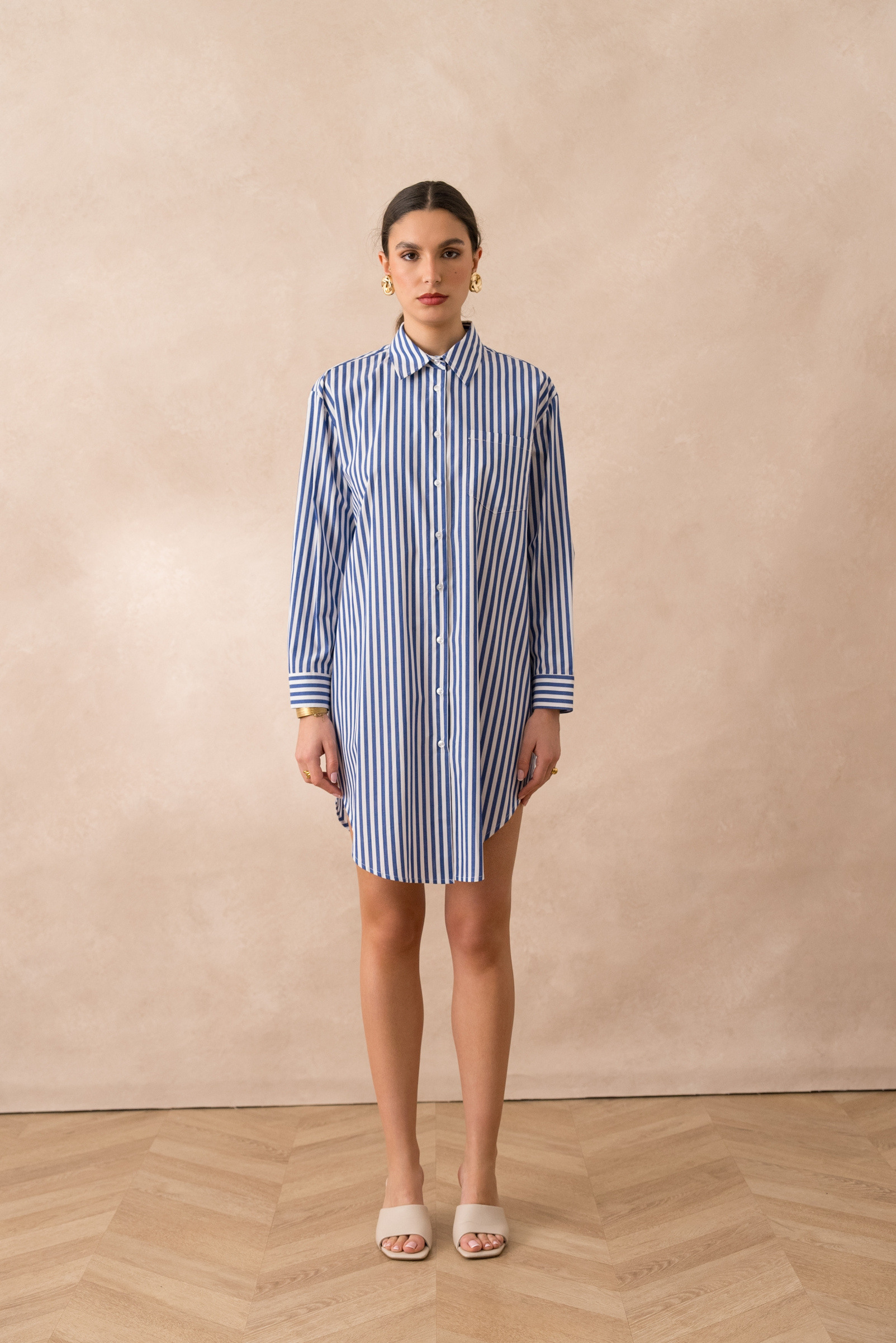 Grossiste Attentif - Robe-Chemise coton Rayée