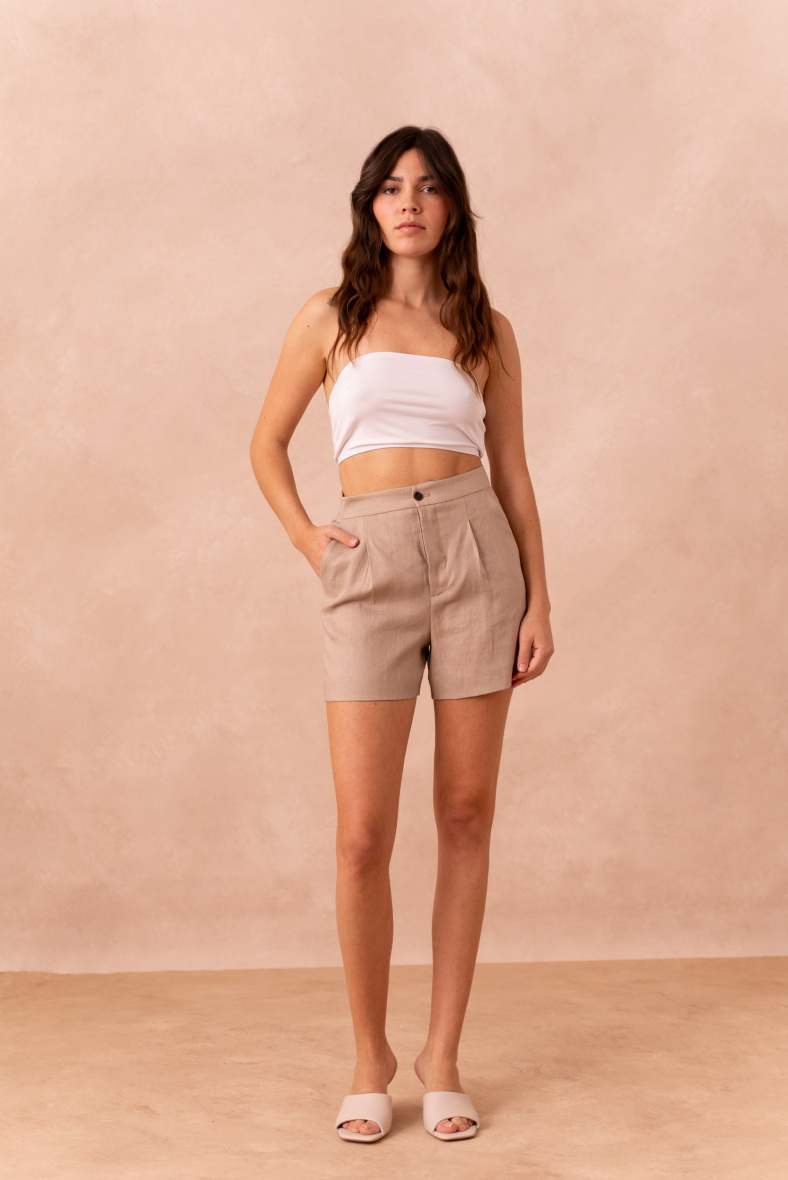 Wholesaler Attentif - Plain, premium quality linen shorts