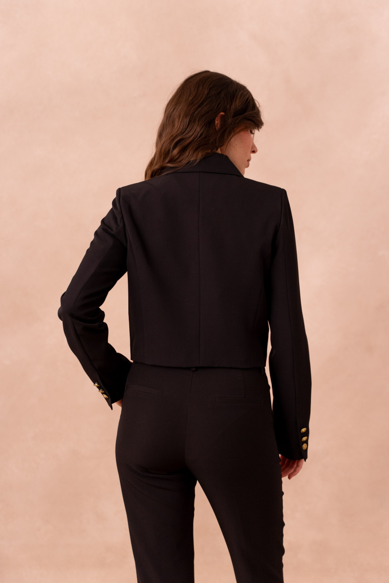 Veste Courte Femme Style Blazer Avec Boutons Dorés - Manteau Léger Mi-saison Pour Bureau Et Sorties | Noir, Beige, Marron - 8