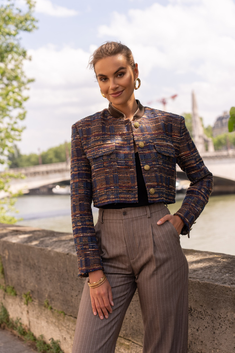 Wholesaler Attentif - Cropped jacket with velvet collar