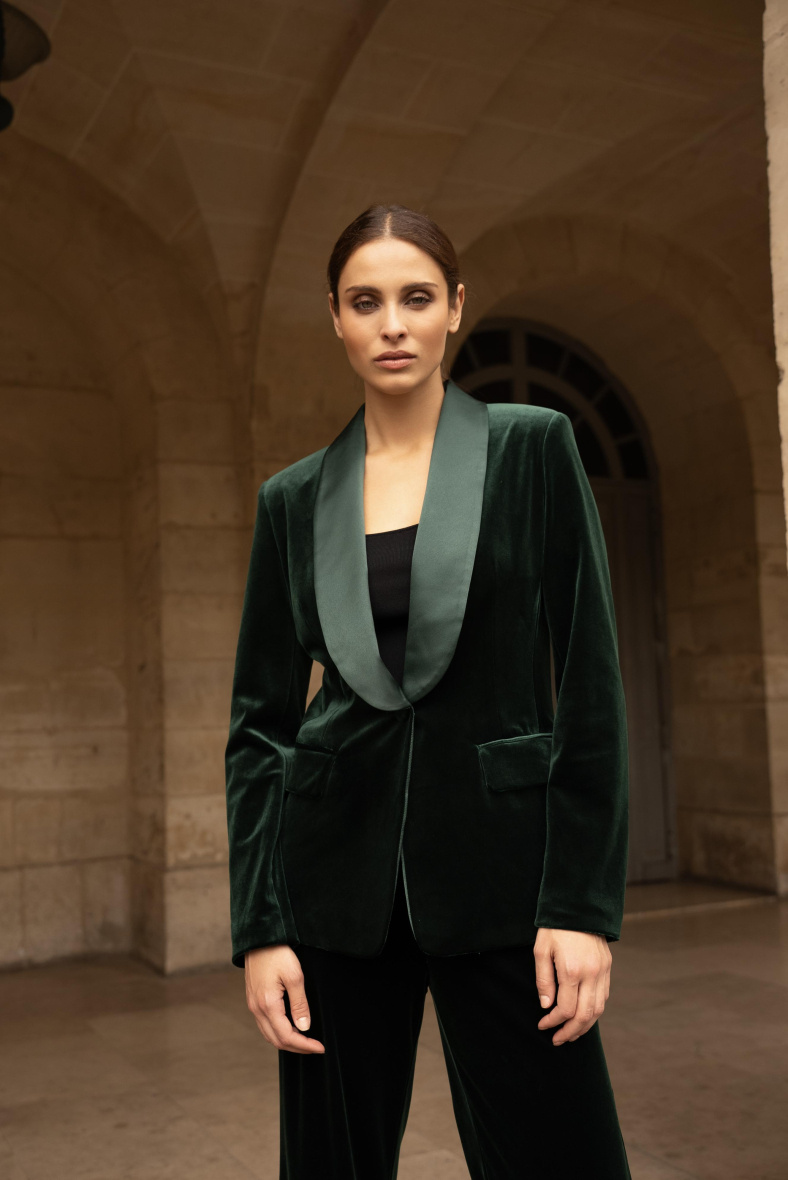 Mayorista Attentif - [Velvet] Cighty Velvet Tuxedo Chaqueta
