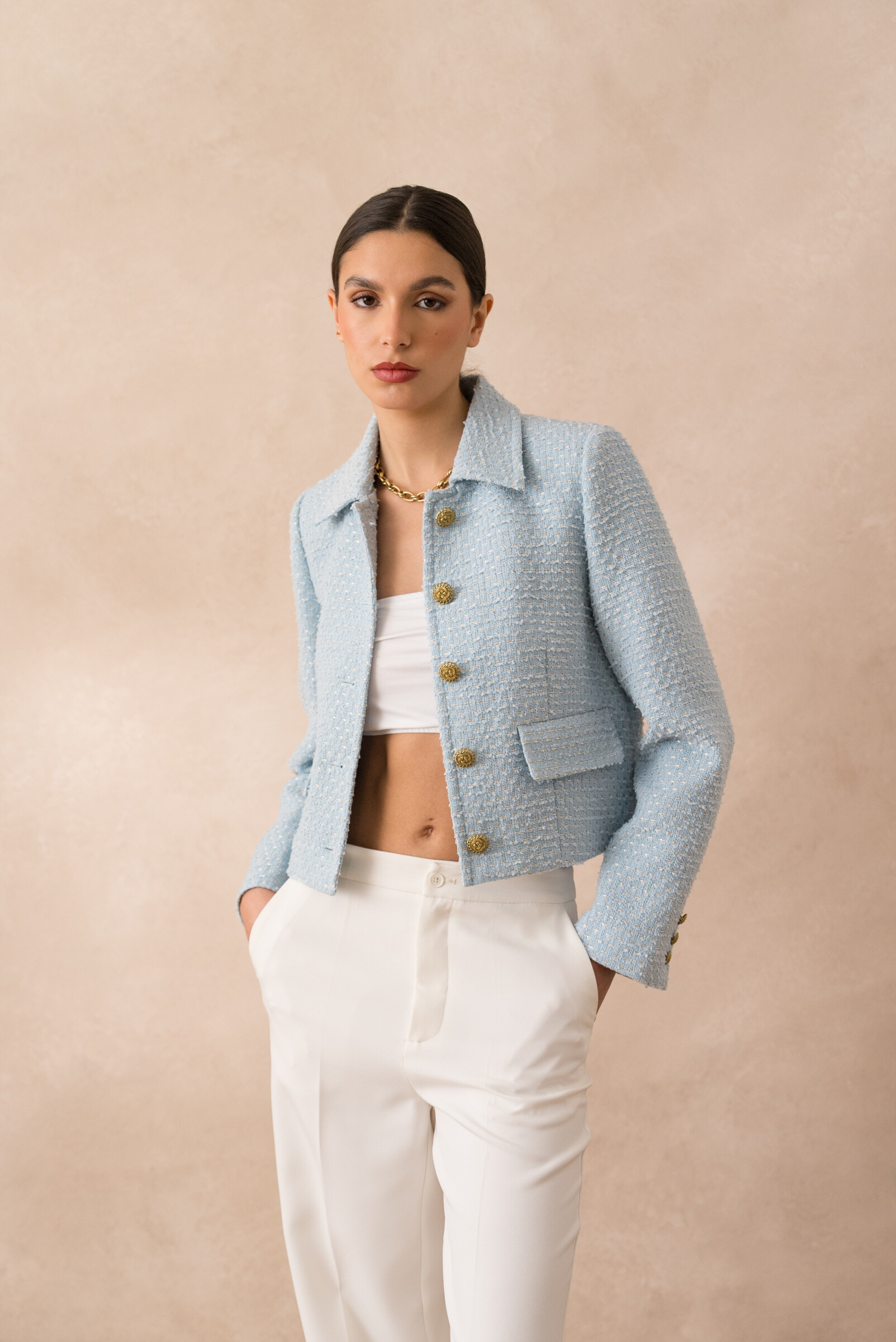 Grossista Attentif - Short Tweed Jacket Straight Cut