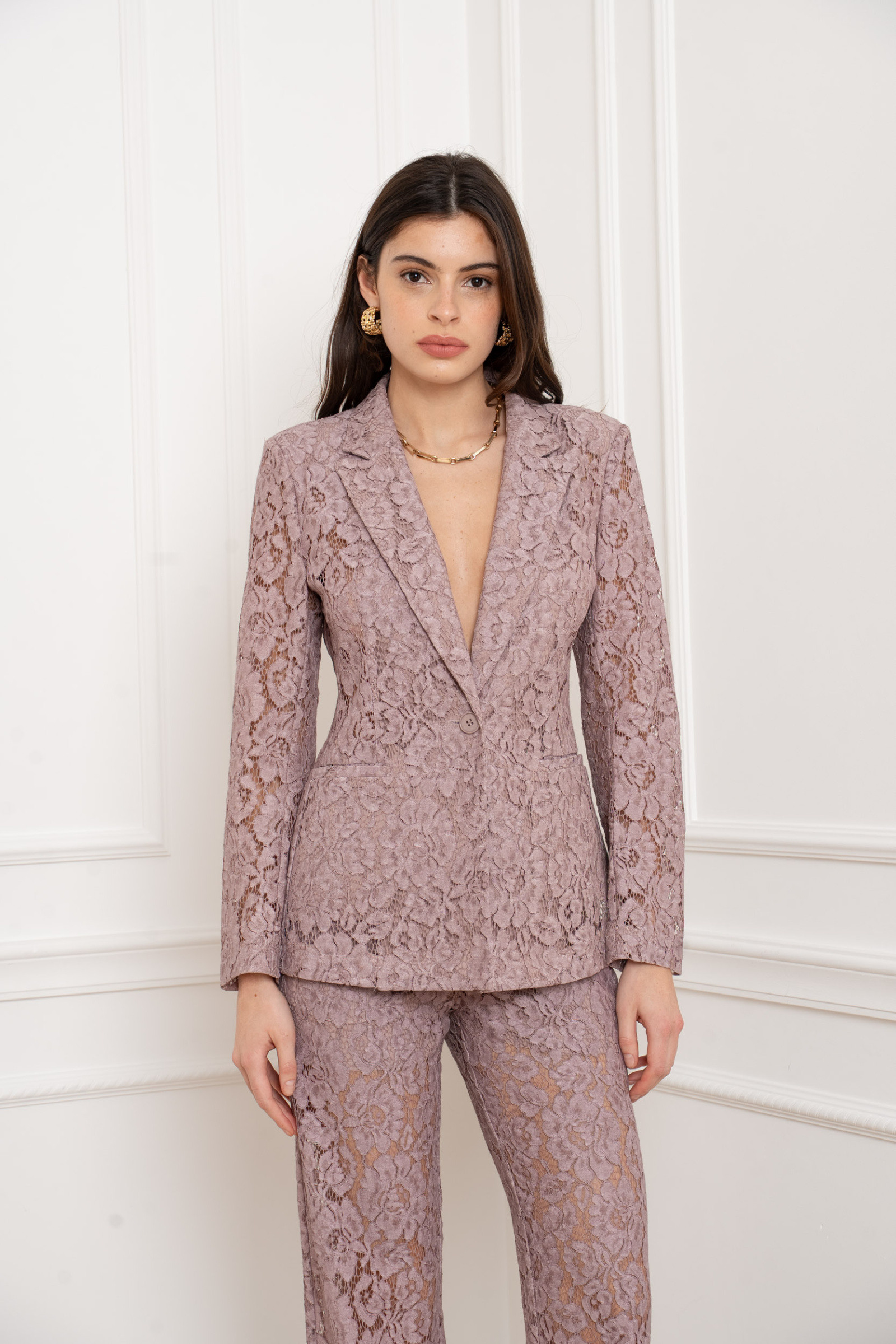 Mayorista Attentif - Blazer estructurado de encaje