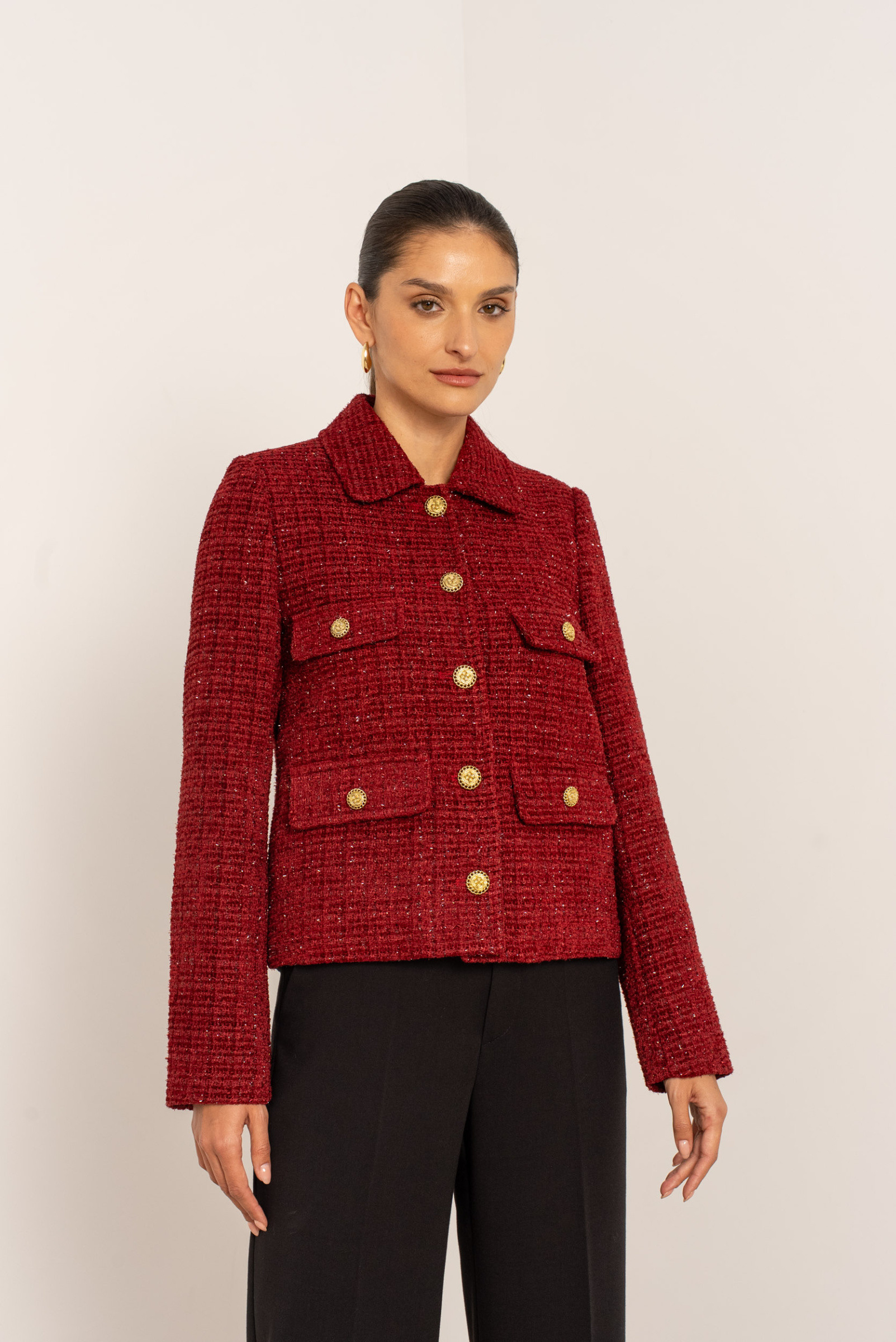 Grossiste Attentif - Veste courte en tweed reflets brillant